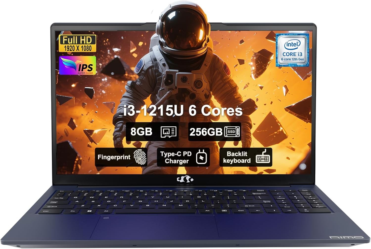 NIMO 15.6″ FHD IPS StudentLaptop Intel Core i3-1215U 8GB RAM 256GB SSD Win 11