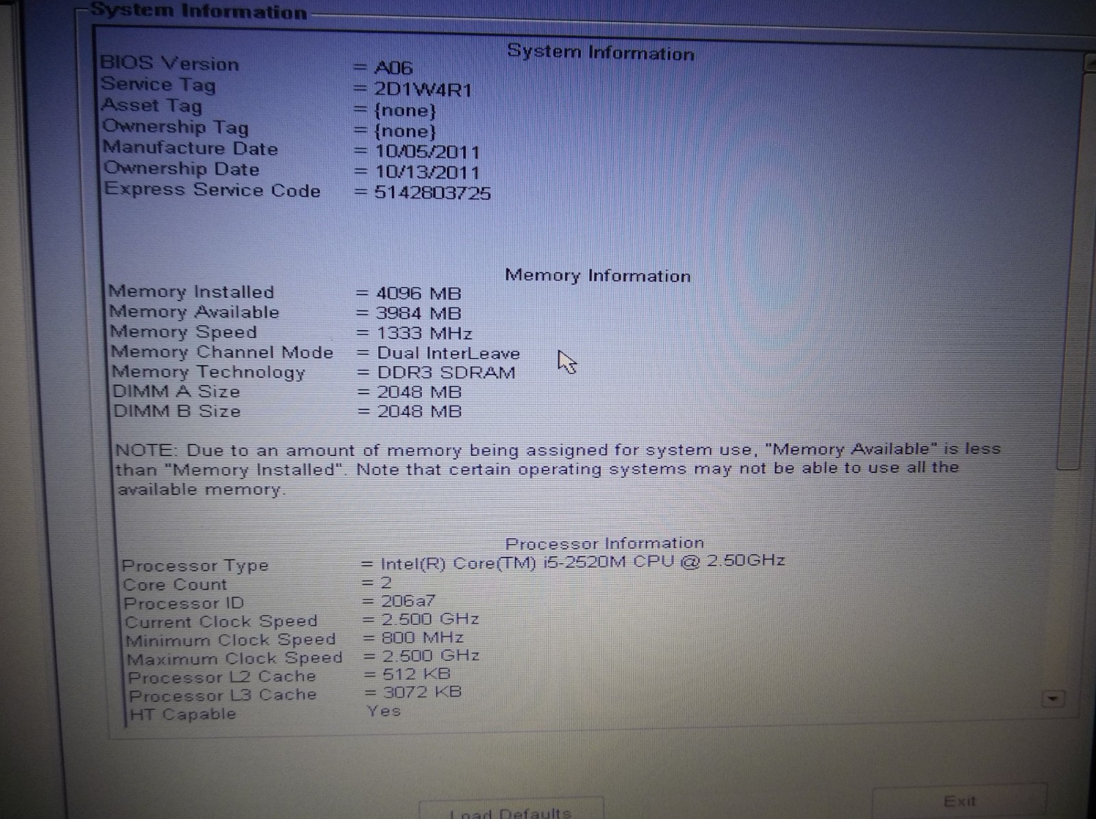 Dell Latitude E6320 13″ Laptop i5-2520M, 4GB RAM, NO HDD/CADDY, BAD BATTERY