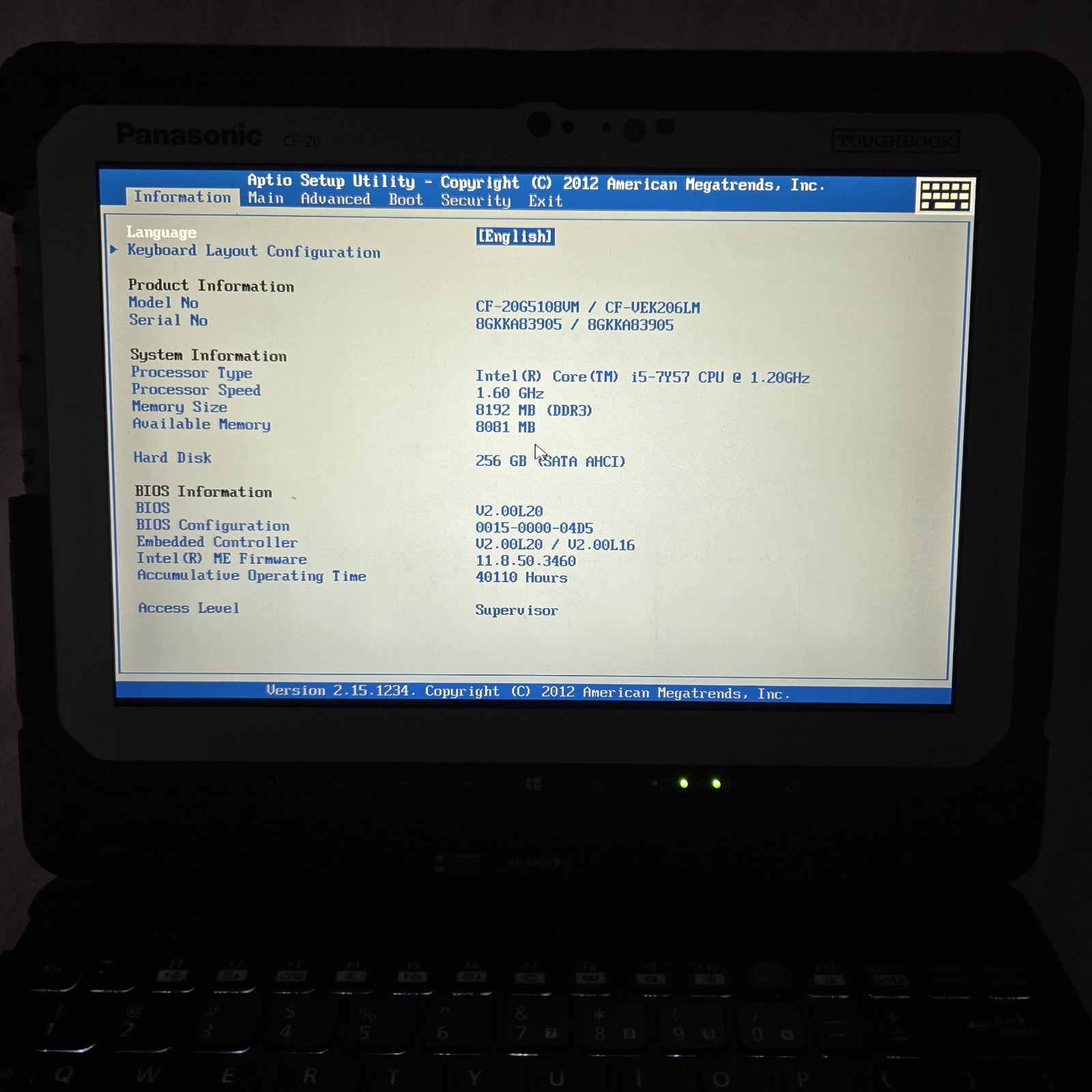 Panasonic Toughbook CF-20 10.1″ i5-7Y57 1.20GHz 256GB SSD 8GB 4G | Grade B-