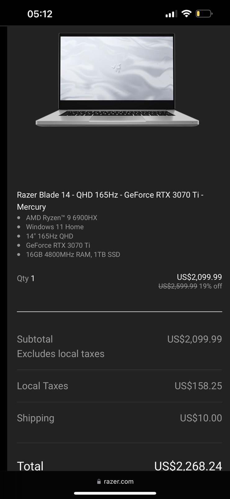 Razer Blade 14″ Gaming Laptop Ryzen 9 6900HX RTX 3070 Ti 16GB 1TB SSD