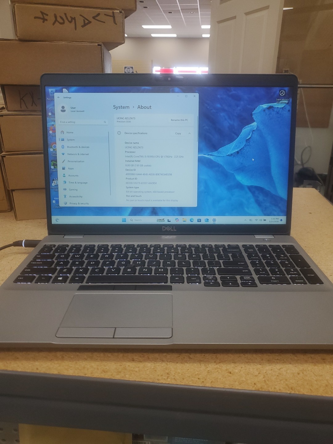 Dell Precision 3550 Laptop – i5-10310U 8GB 256GB SSD 15.6″ 051426-4