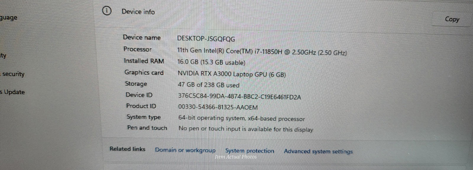 DELL PRECISION 7760 i7-11850H 16GB RAM 256gb SSD RTX 3000 11 Pro