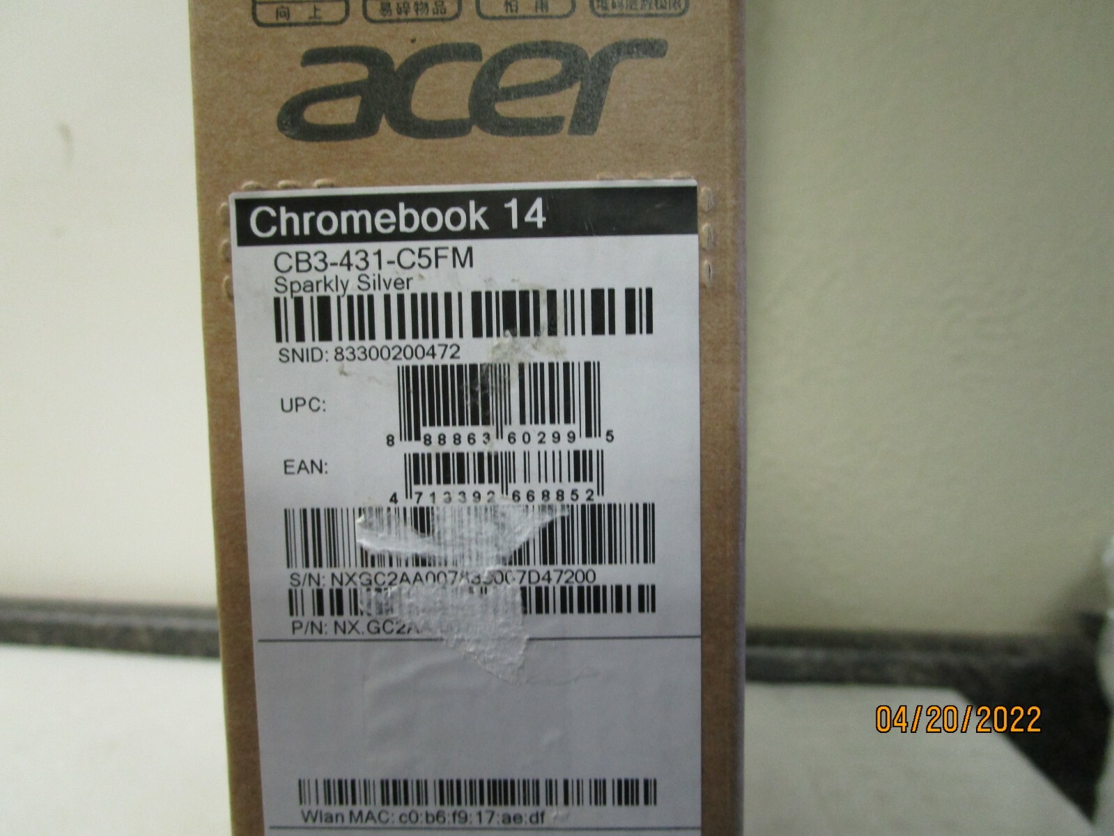 Acer Chromebook 14 CB3-431-C5FM 14″ 32GB Intel Celeron N3160 4GB – Opened Box