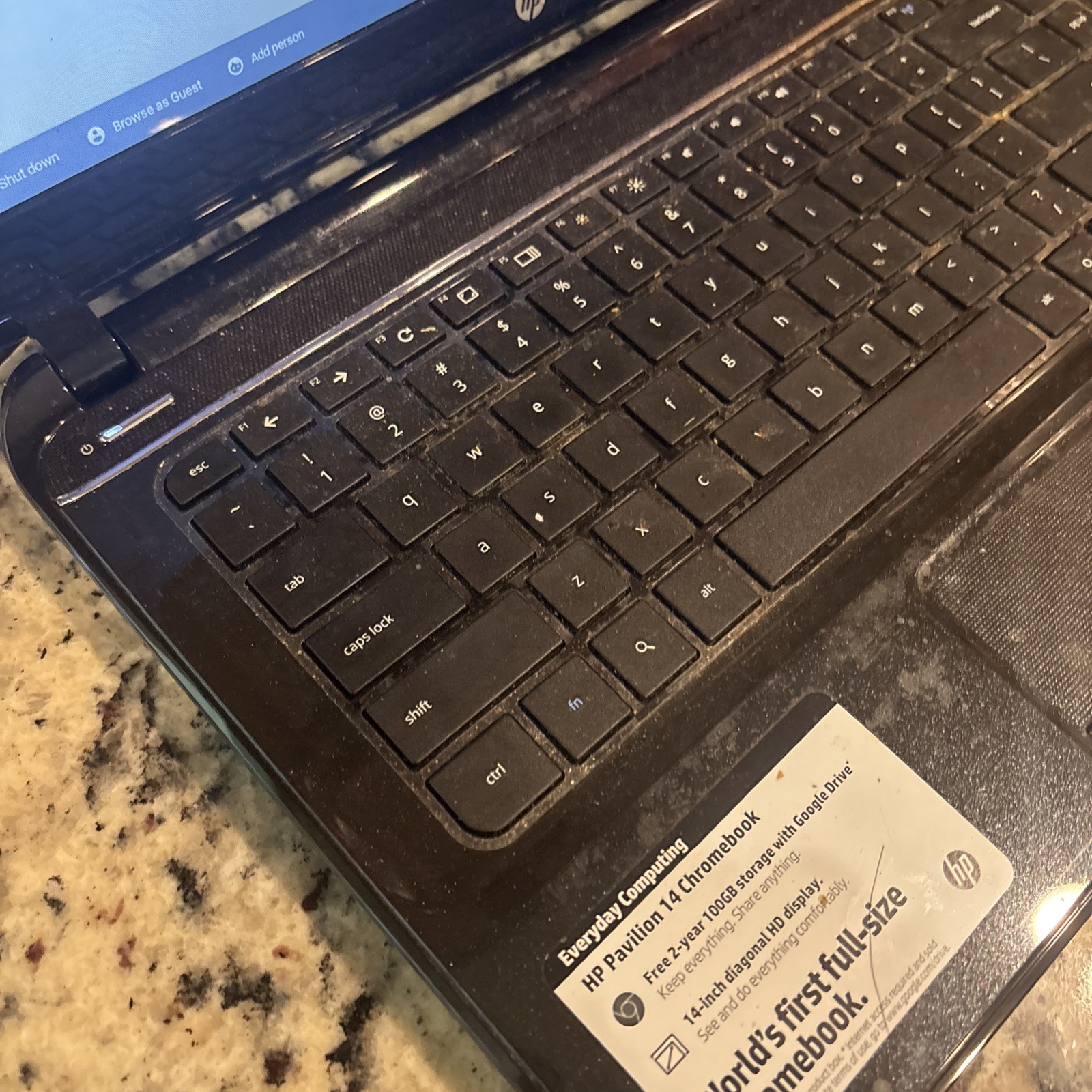 HP PAVILION 14 C050NR CHROMEBOOK INTEL CELERON 4gb Black USED VG FS