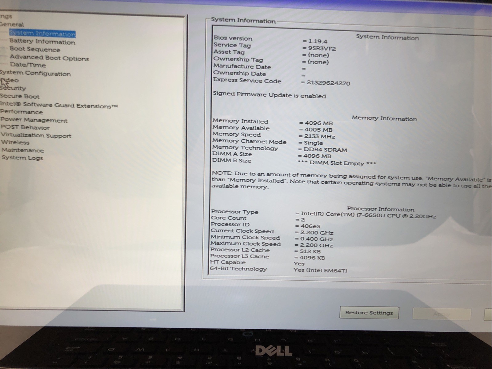 Dell Latitude E7470, Intel Core i7-6650U @2.20Ghz, 4GB RAM, NO SSD/OS, Tested!