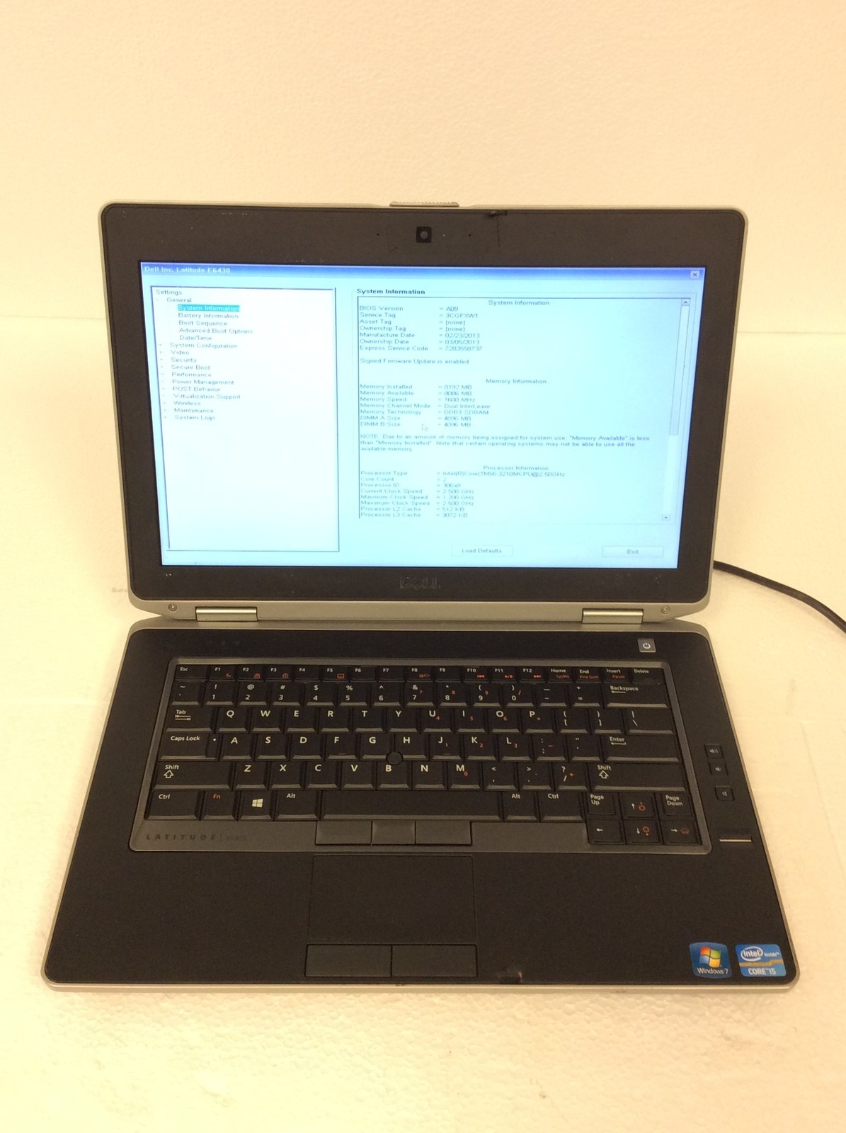 Dell Latitude E6430 14″ Laptop i5-3210M 2.50Ghz w/ 320Gb HD, 8Gb Ram, No Battery