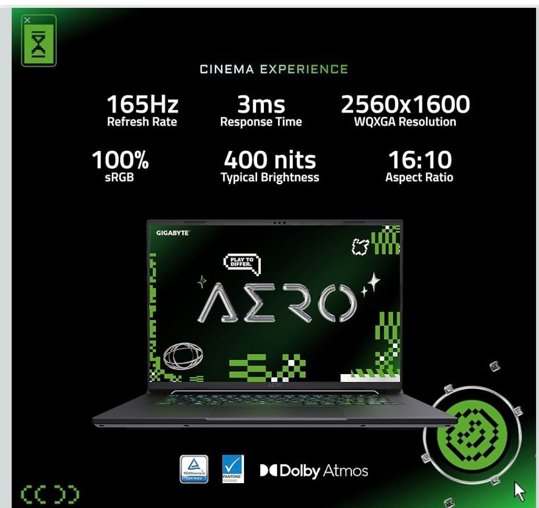 GIGABYTE – AERO X16 – Copilot+ PC – 16″ 2560×1600 WQXGA AMD Ryzen Al 7 350