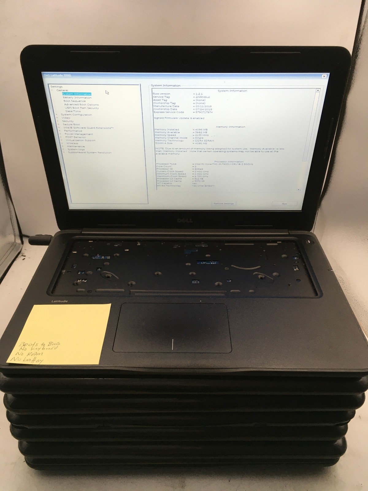 DELL LATITUDE 3380 – LOT OF 10 – FOR PARTS/BOOTS TO BIOS – MISSING COMPONENTS-BB