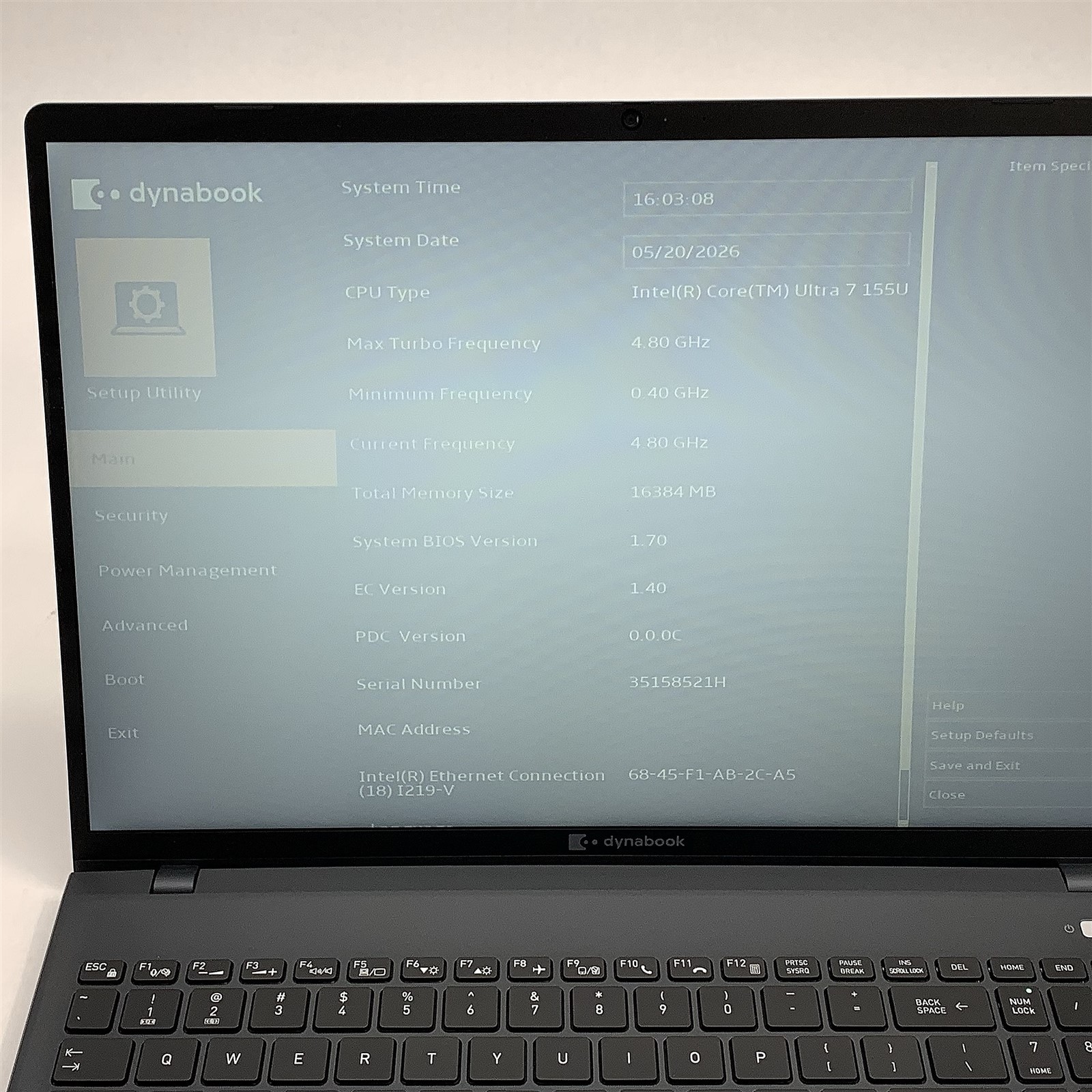 DynaBook Tecra A60-M Laptop Ultra 7 155U 3.30GHZ 15.6″ 16GB DDR5 NO HDD Parts