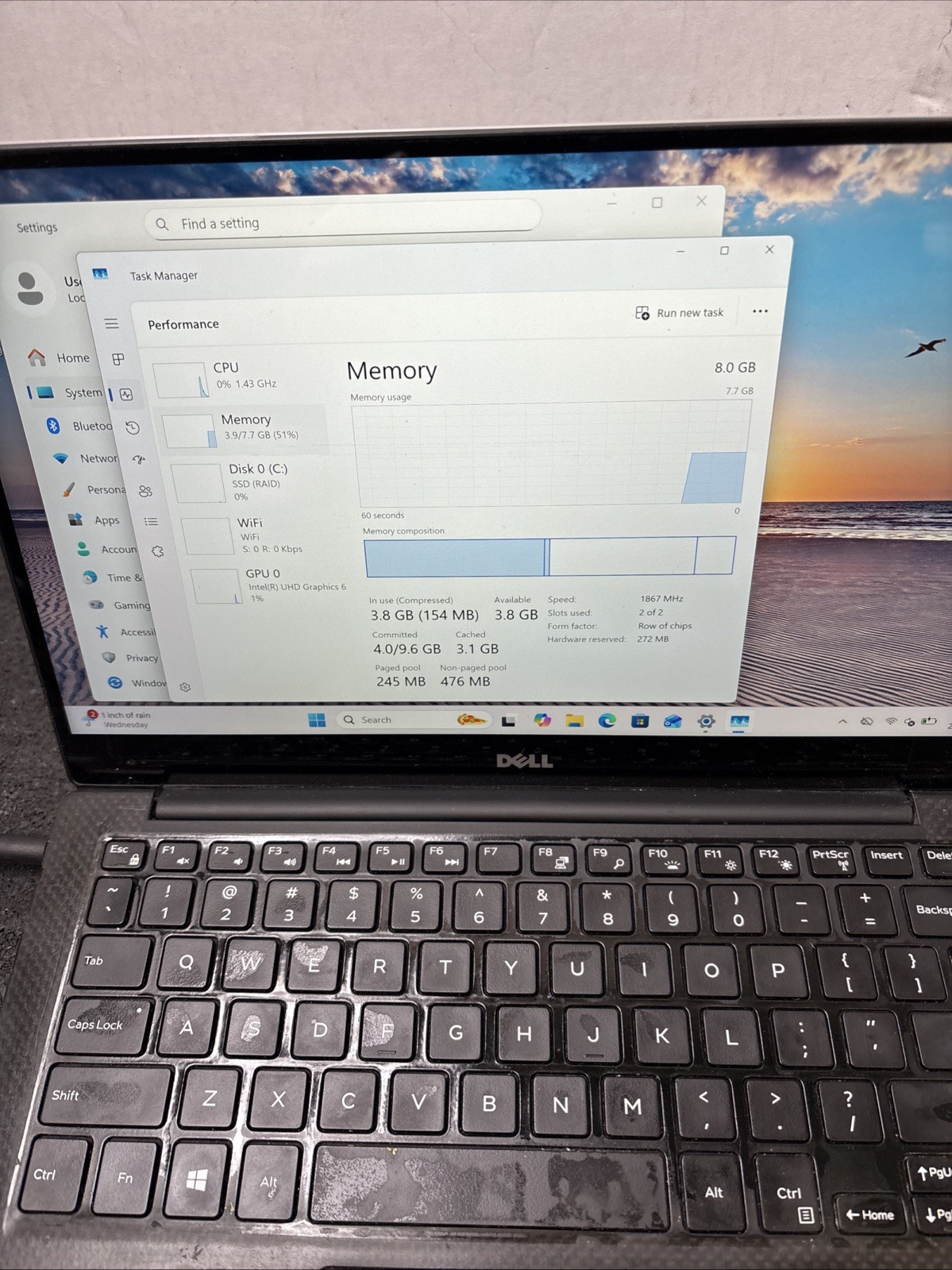 Dell XPS 13 9360 1.8GHz i7-8550U 8th Gen 8GB RAM 256GB SSD + Win 11 Pro * READ*
