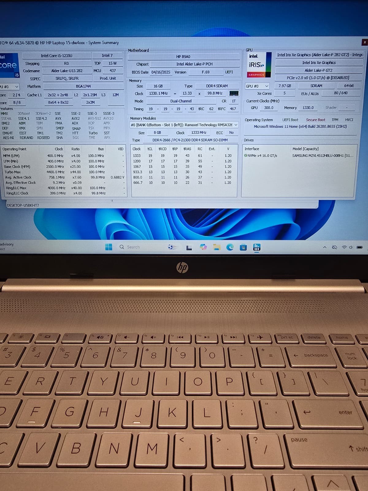 15″ HP laptop 15-dw4 | i5 12th Gen 16GB RAM 512GB NVMe SSD | Windows 11