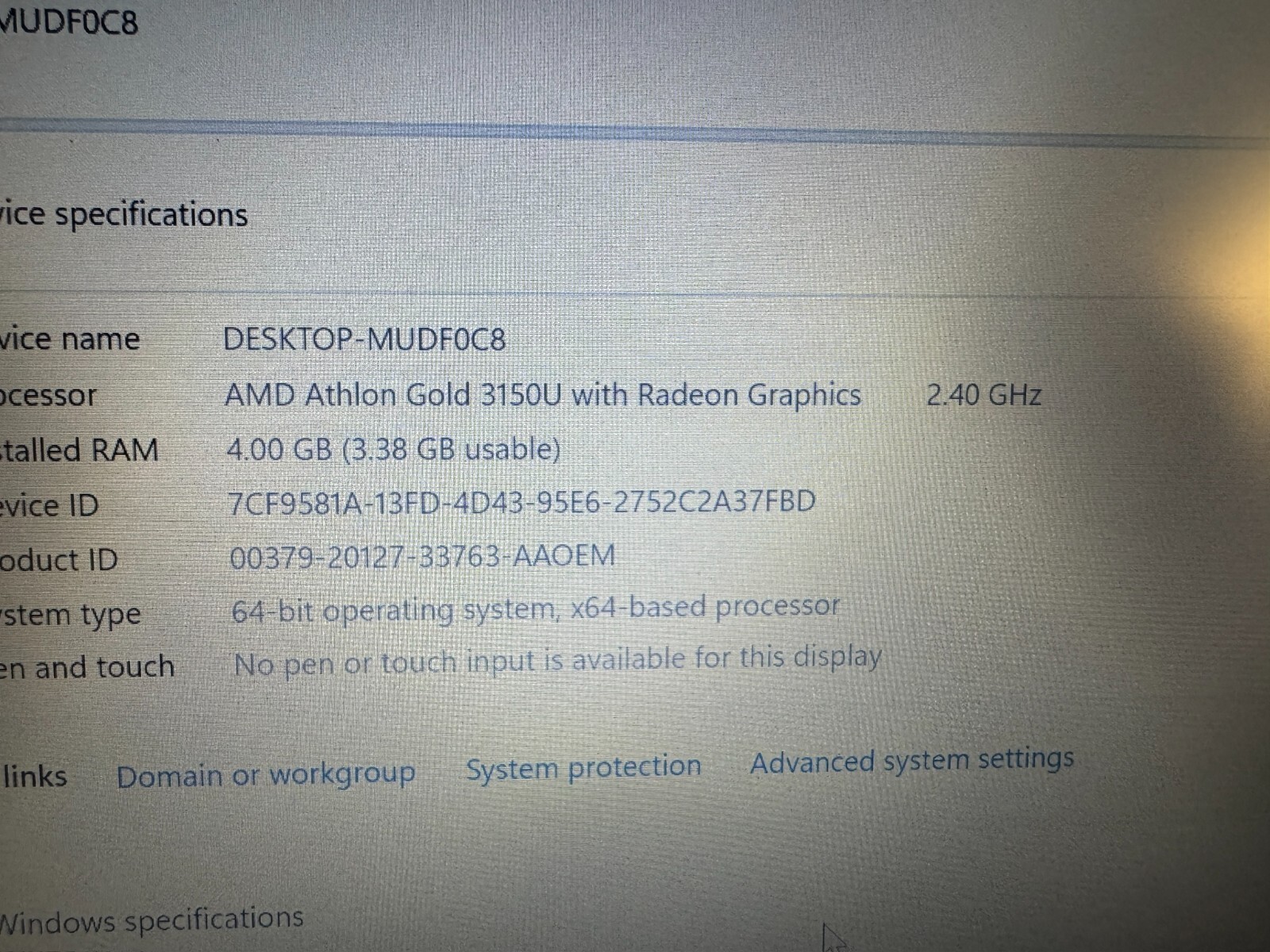 Lenovo 14 In (128GB, AMD Athlon Gold 3150U Dual-Core Processor, 4GB, 3.3GHz) SSD