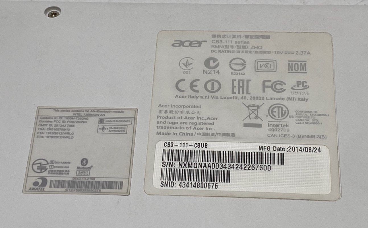 Acer Chromebook 11 (CB3-111) 11.6″ Intel Celeron Processor Chrome OS