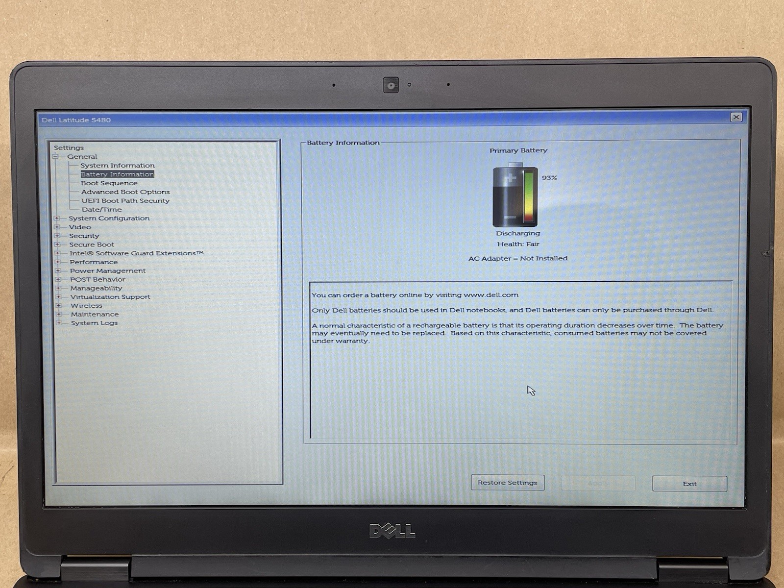 Dell Latitude 5480 Intel Core i5-7200U @2.50GHz 8GB RAM NO SSD NO OS