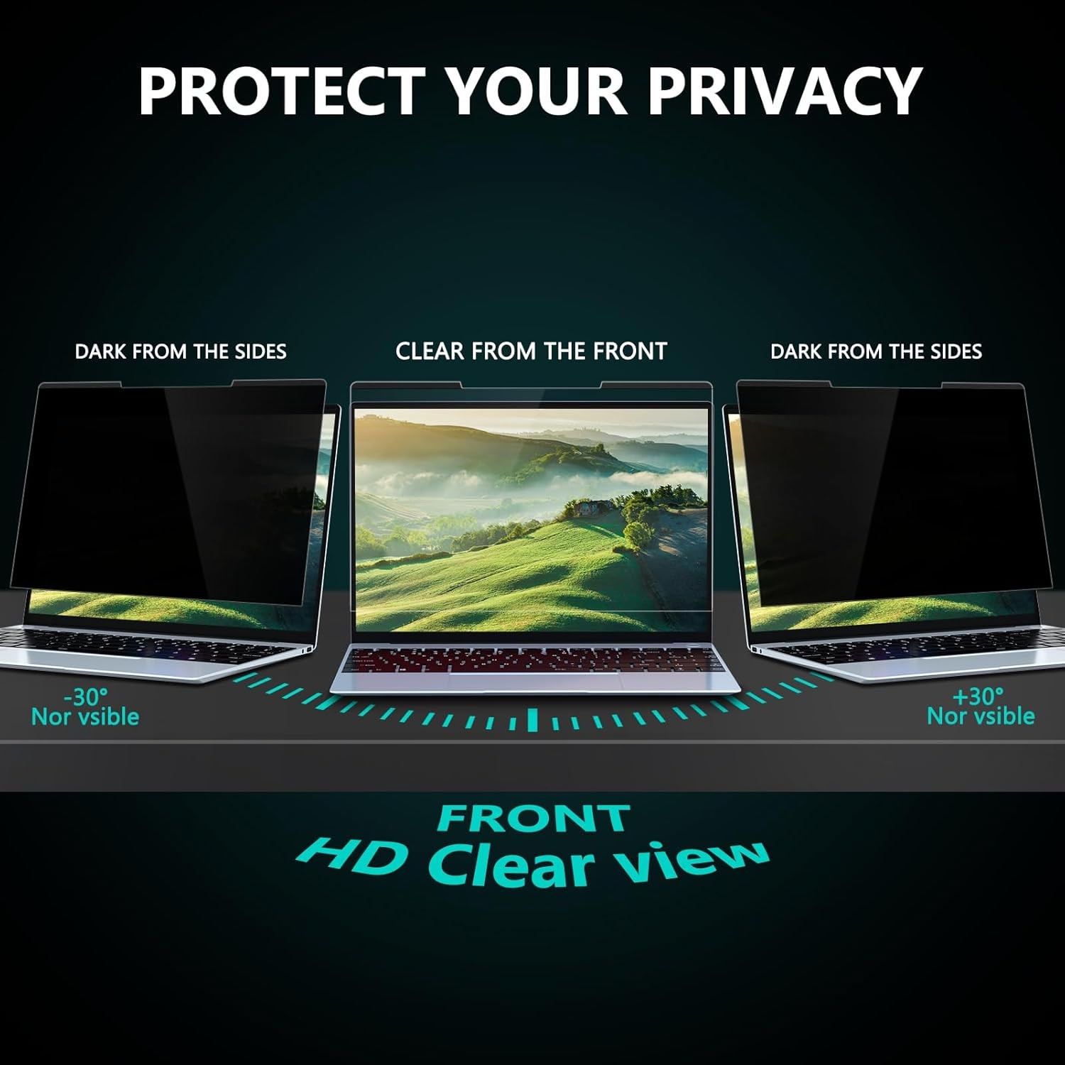 Magnetic Laptop privacy screen 16 inch for 16:10 Widedisplay, Removable Shield