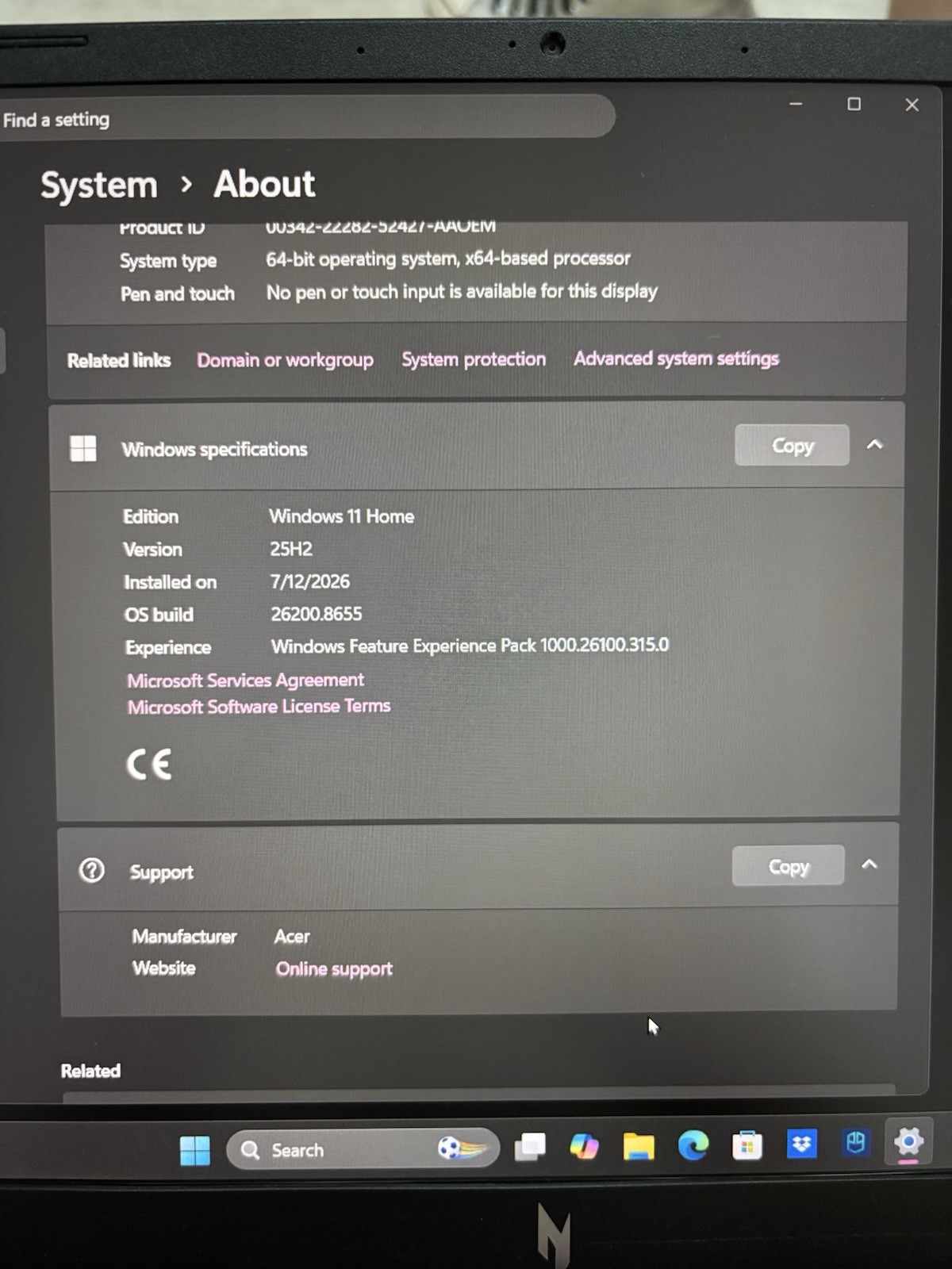 Acer V15 Gaming Laptop All Black 16GB RAM 512GB SSD i7 RTX 4060