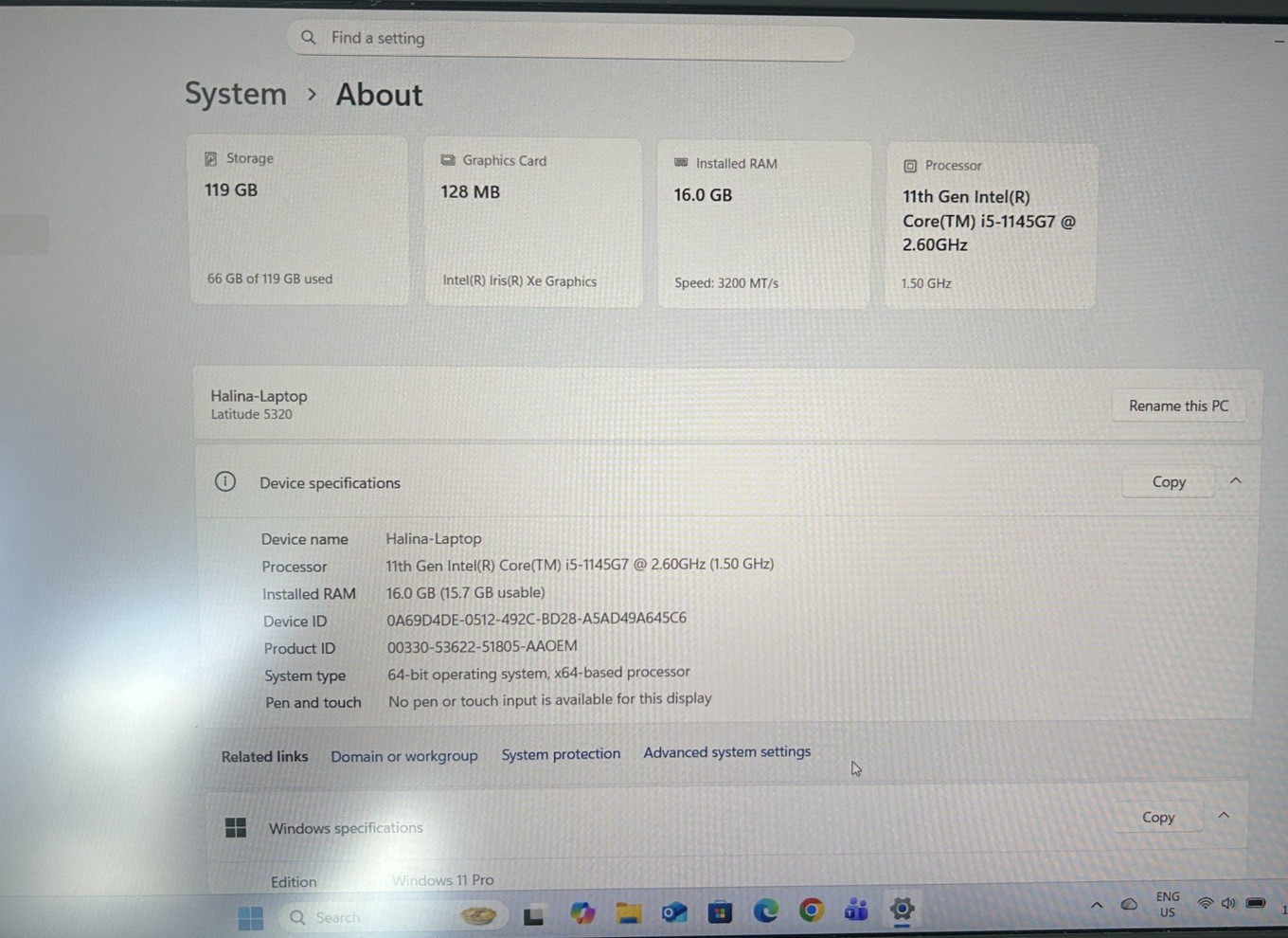 Dell Latitude 5320 13.3″ Business Laptop i5 11th Gen 16GB SSD 128Gb 4G LTE Used