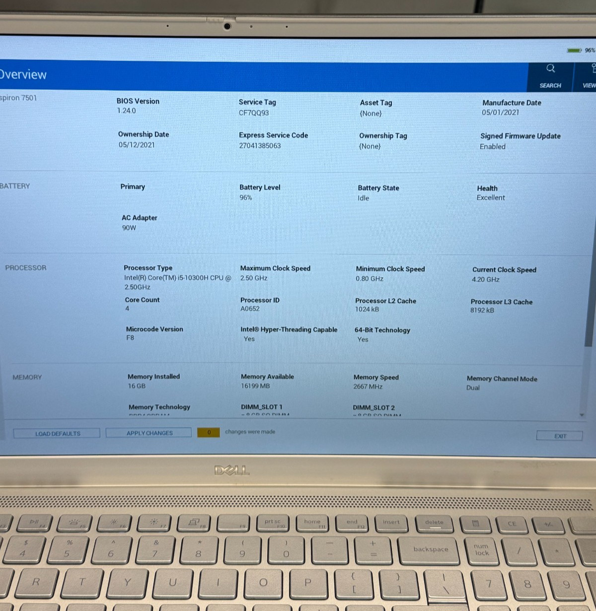 Dell Inspiron 7501 15.6″ Intel Core i5-10300H 16GB RAM 256GB SSD Touchscreen!