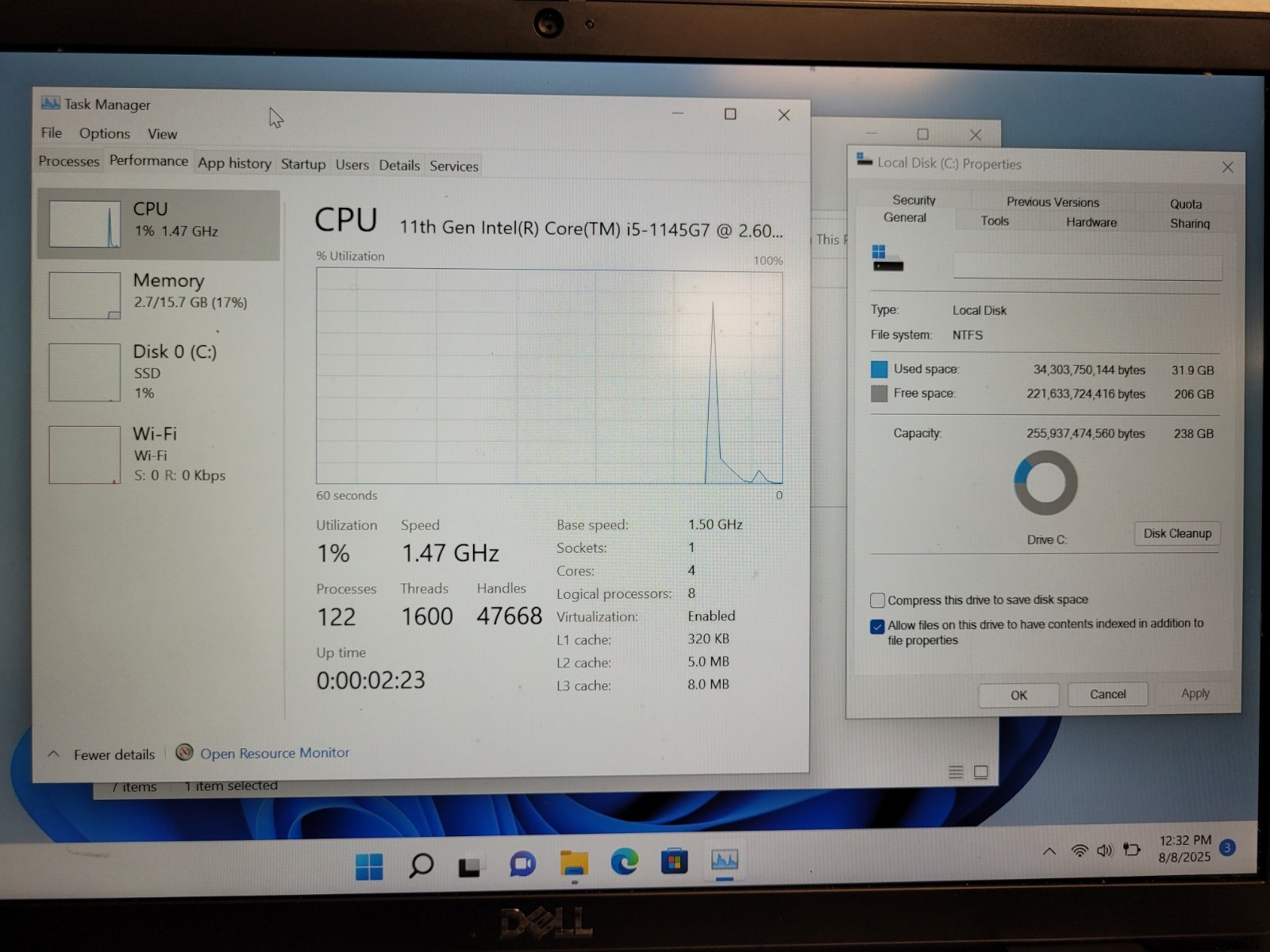 Dell latitude 7320 13.2″ i5-1145G7 2.6gh 16gb onboard ram 256gb ssd READ GMPT3D3