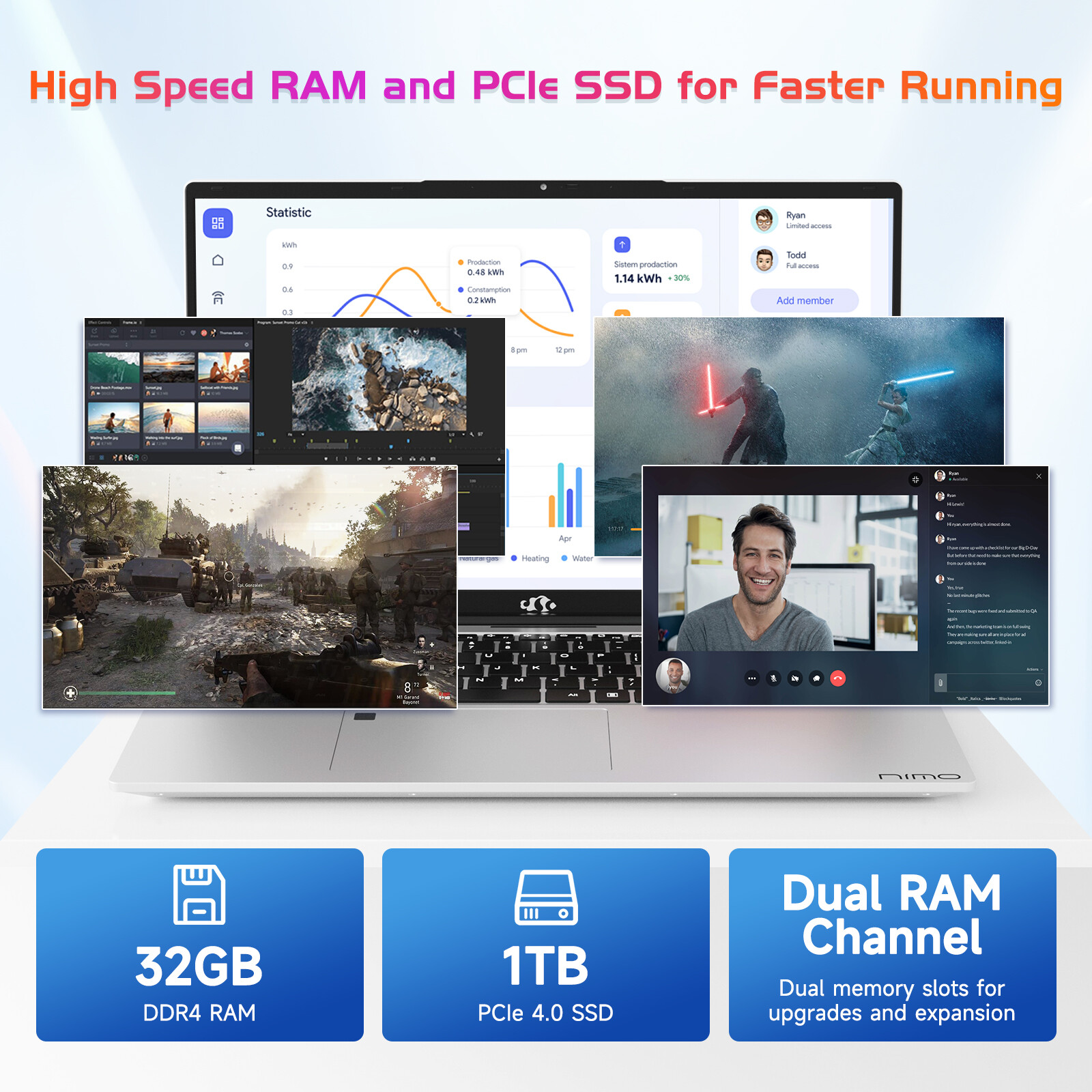 17.3″ FHD-Laptop Business-Laptop, 32GB RAM 1TB SSD Intel 6 Cores i3-1215U Numpad
