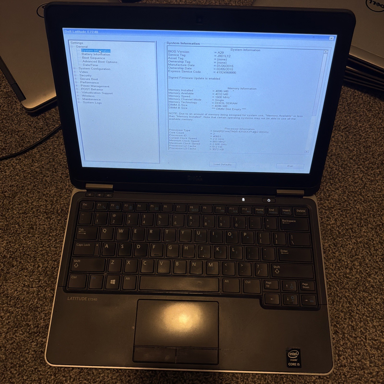 Dell Latitude E7240 12.5″ Core i5-4310U, 4GB RAM, No SSD