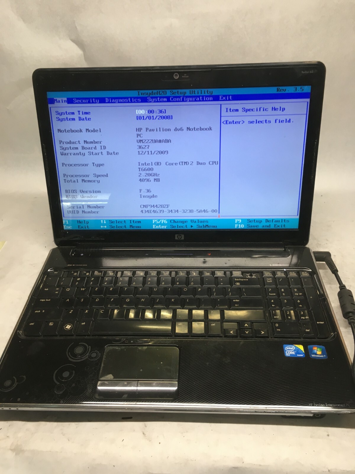HP Pavilion dv6-1355dx 15″ [AS IS/FOR PARTS] Intel Core 2 Duo T6600 2.2 GHz