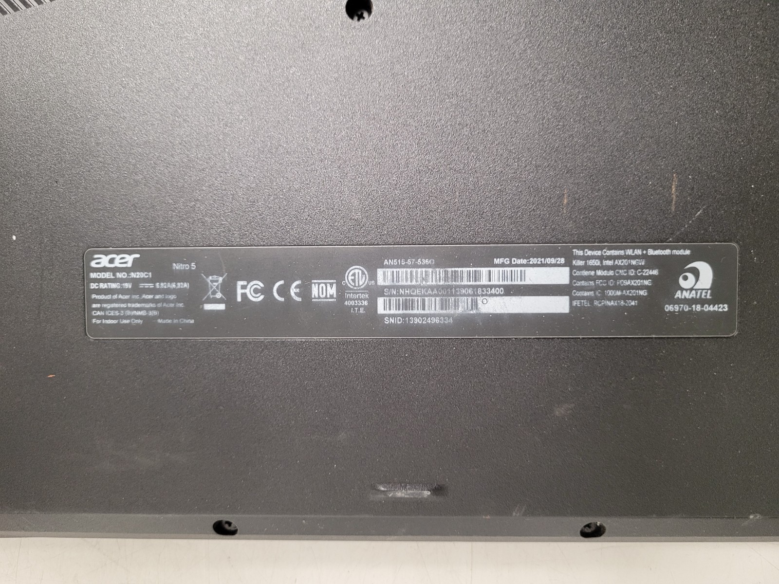 ACER Nitro AN515-57 15.6″ i5-11400h 2.7ghz 16gb ram no ssd*parts READ 9061833400
