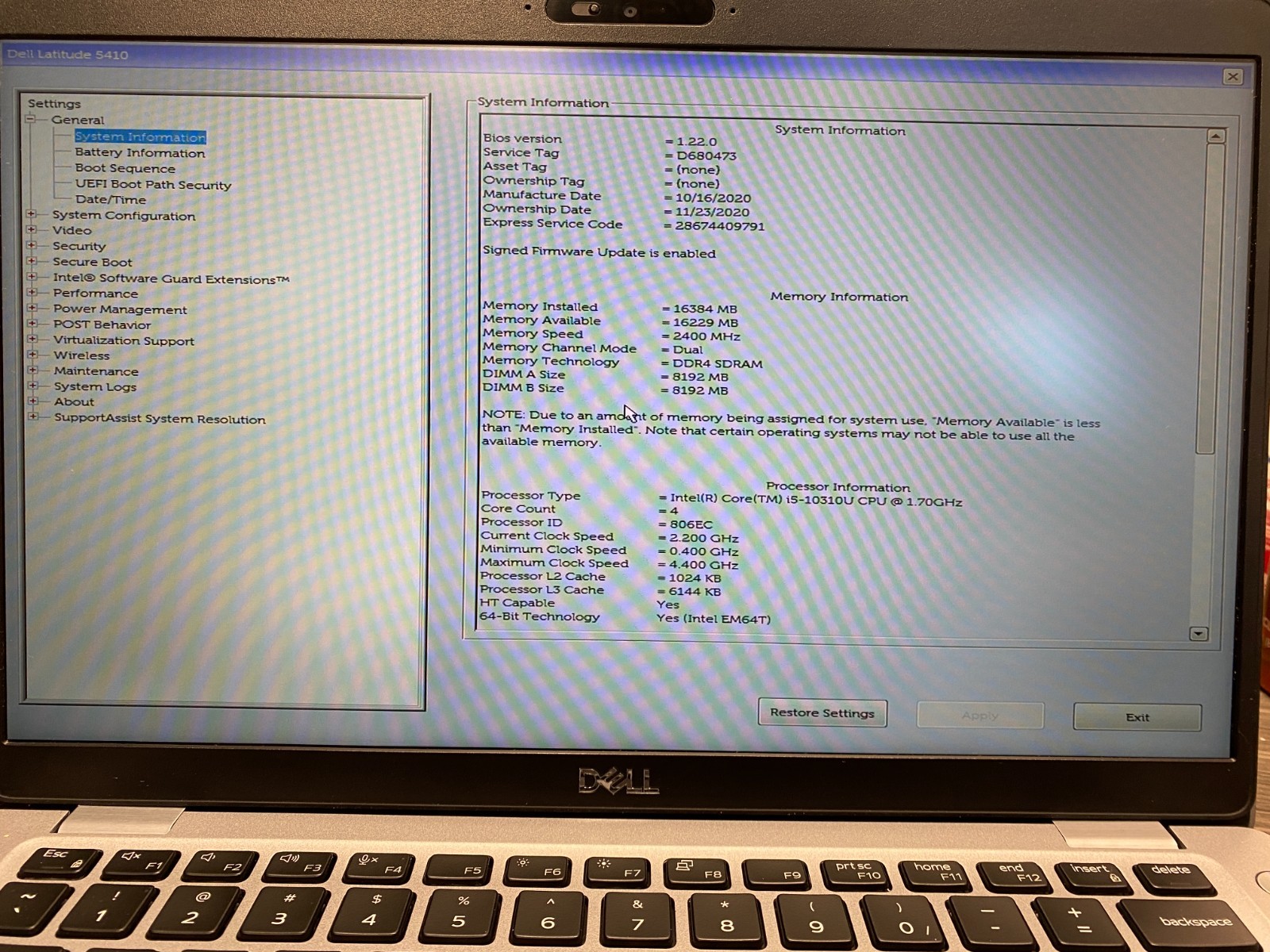Dell Latitude 5410 14″ Touchscreen i5-10310U 16GB DDR4 500GB SSD Win11H w/AC