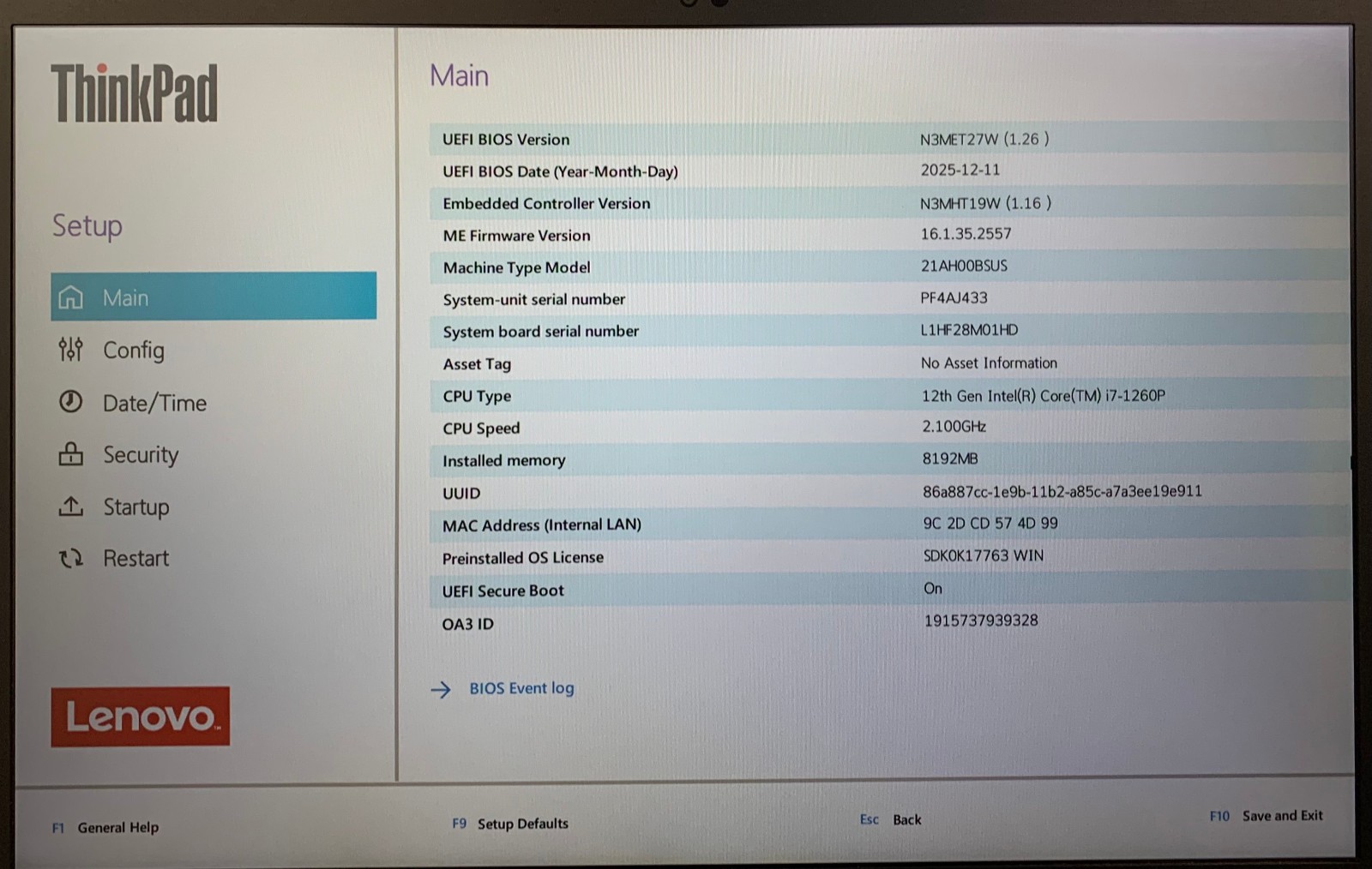 Lenovo ThinkPad T14 Gen 3 14″ Laptop i7-1260P 8GB RAM 512GB NVMe