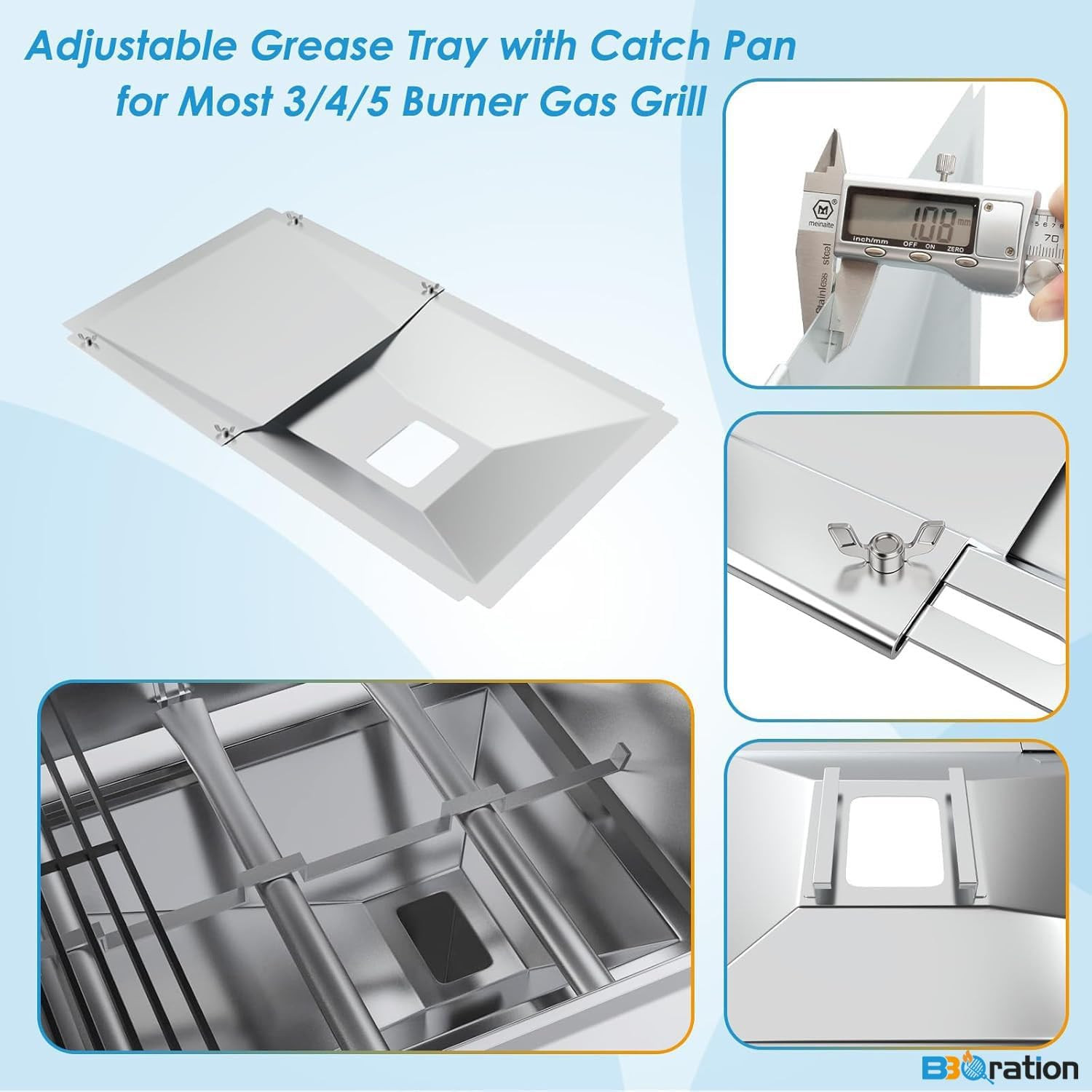 Universal Grease Tray with Catch Pan for Nexgrill Replacement Parts 720-0830H 72