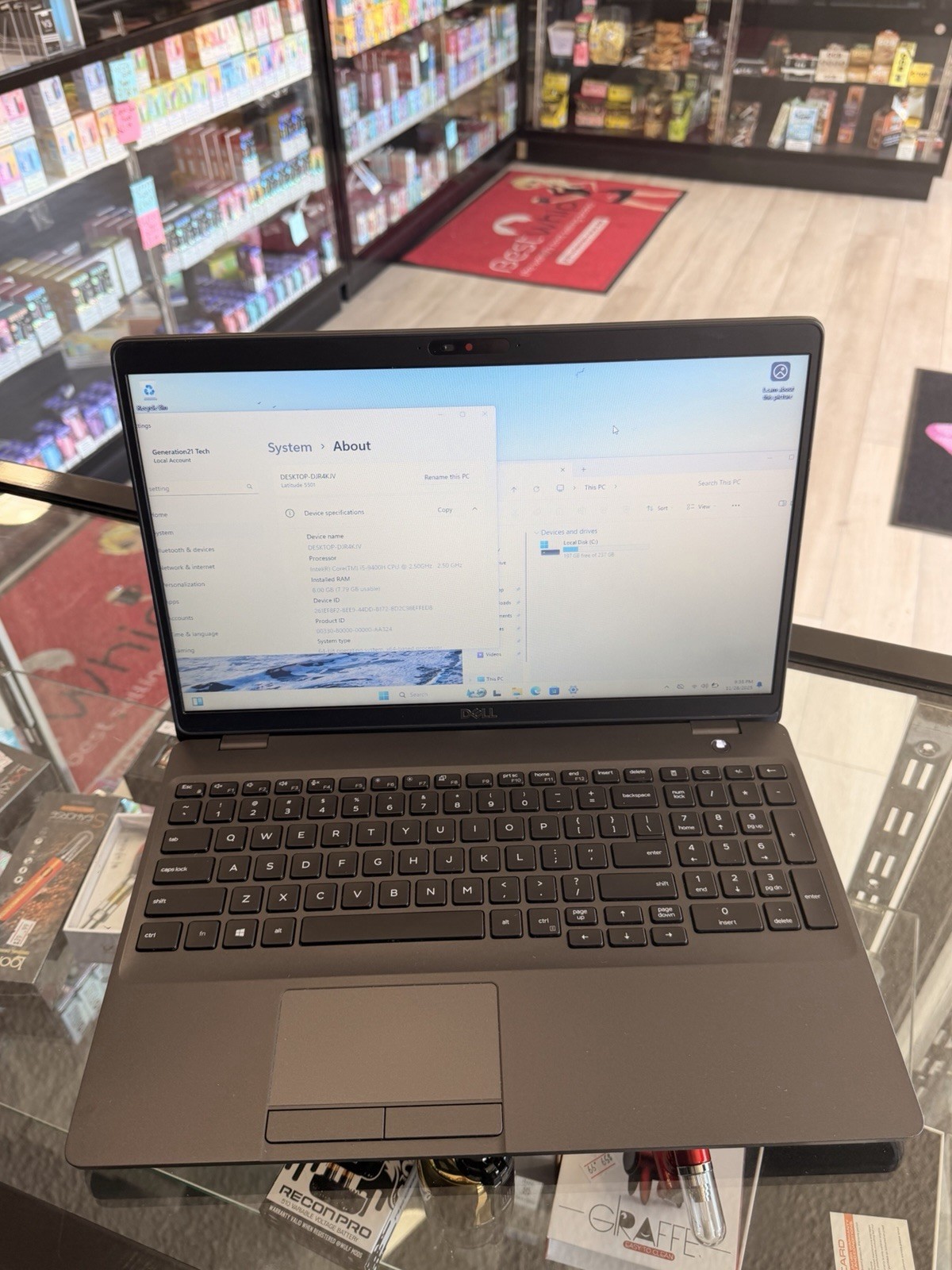 Dell Latitude 5501 i5 9400H 2.50GHz 8GB RAM 256GB SSD Win11 Adapter/Excellent