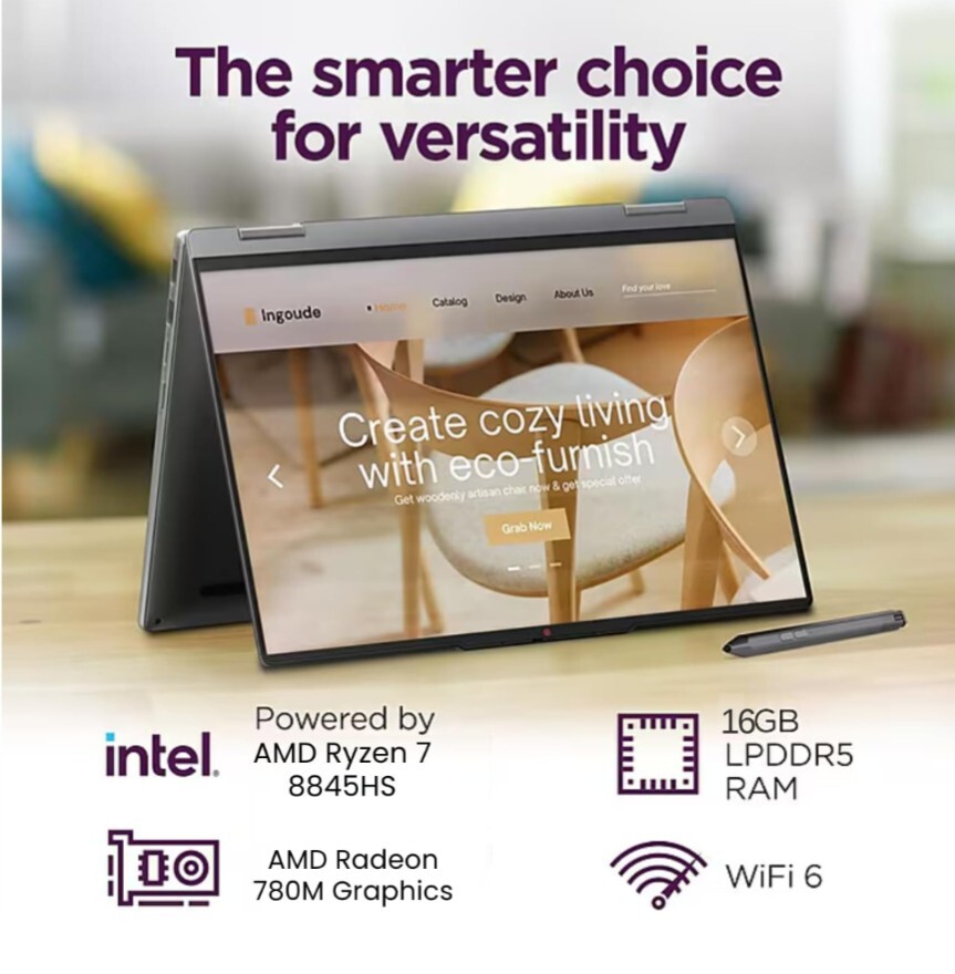 Lenovo IdeaPad 5 2-in-1 14AHP9 Ryzen 7 8845HS 16GB 1TB SSD 14″ FHD+ Touch W11
