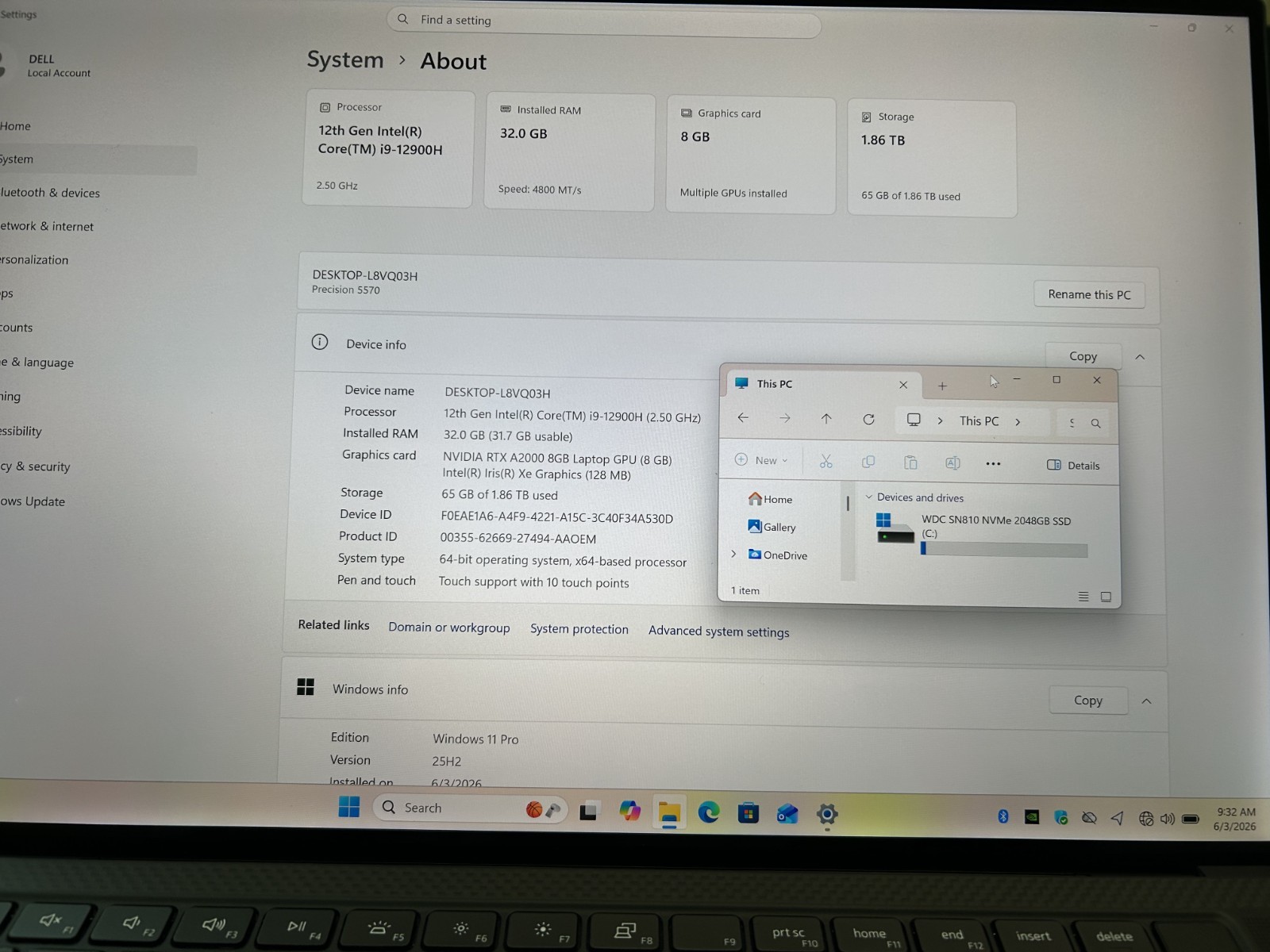 Dell Precision 5570 15.6″ TOUCHSCREEN Core i9-12900H 2 TB NVMe SSD 32GB RAM