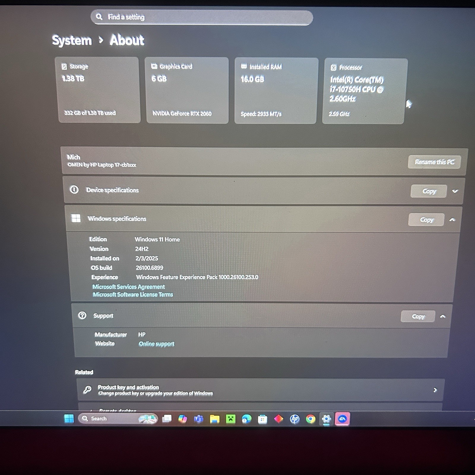 HP OMEN 17-cb0xxx 17in i7-10750H