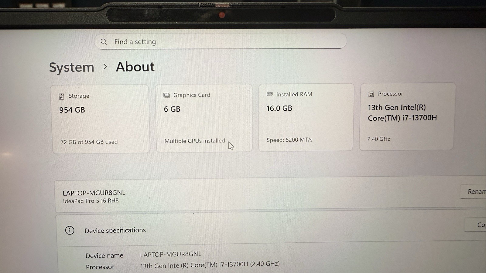 Lenovo IdeaPad Pro 5 16IRH8 16″ (1TB SSD, Intel Core i5 13th Gen., 4.70 GHz,…