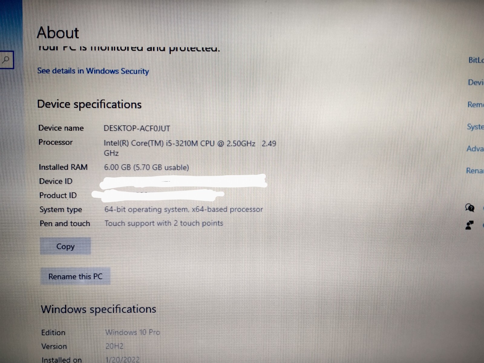 Lenovo ThinkPad T530 laptop Intel Core i5-3210M @2.50Ghz 6Gb RAM 500GB HDD Win10