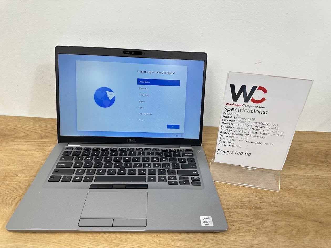 Dell Latitude 5410 Core i7 10810U, 16GB DDR4, Intel UHD, 256GB SSD Battery 100%