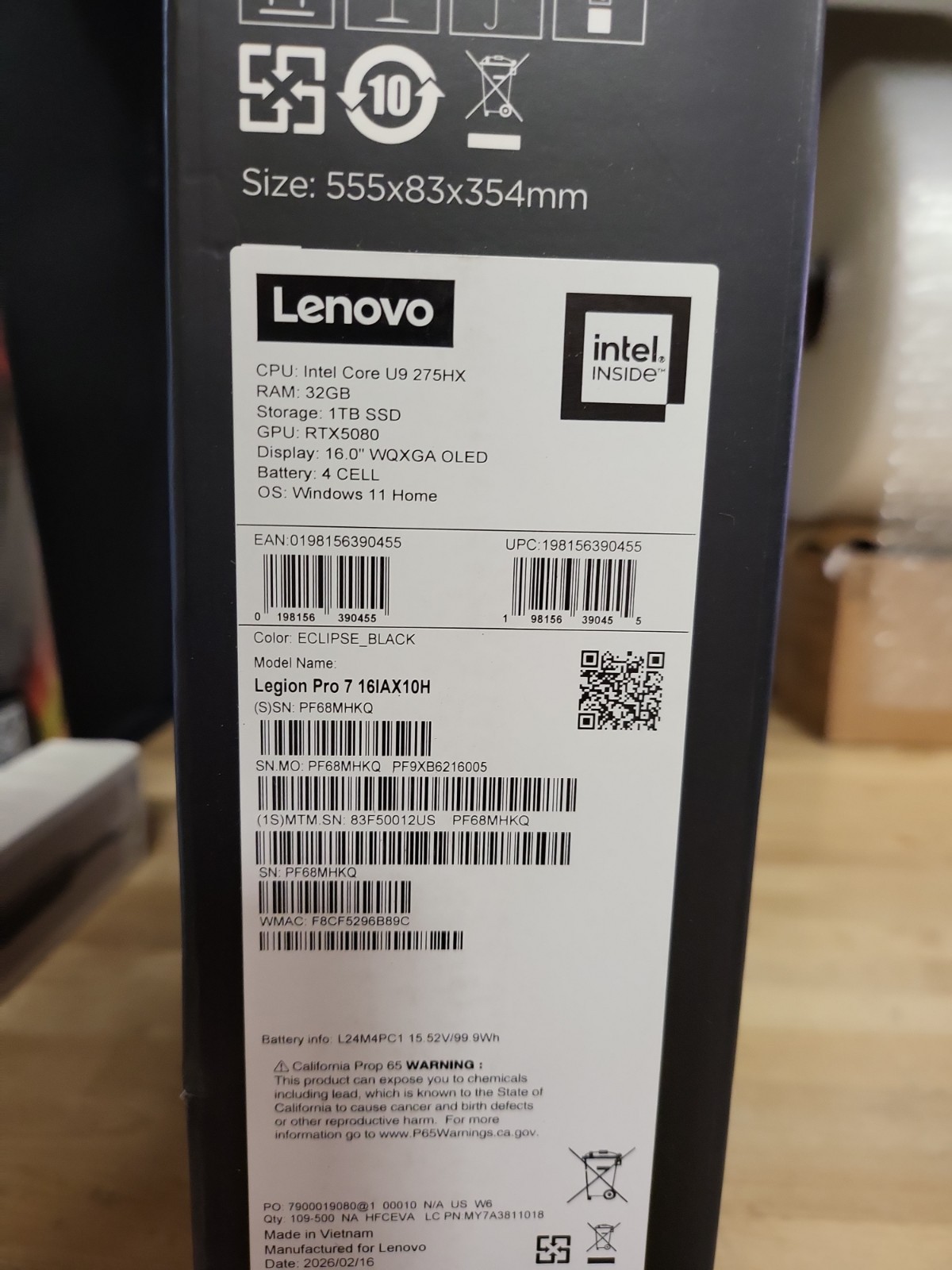 Lenovo – Legion Pro 7i 16″ 2.5K OLED Gaming Laptop – Intel Core Ultra 9 275HX…