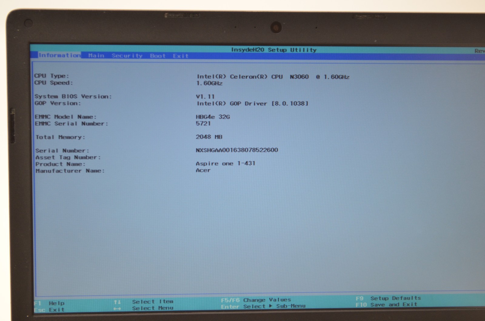 Acer Aspire One Cloudbook 14 AO1-431-C8G8 14″ Celeron N3060 2GB 32GB NO OS PARTS
