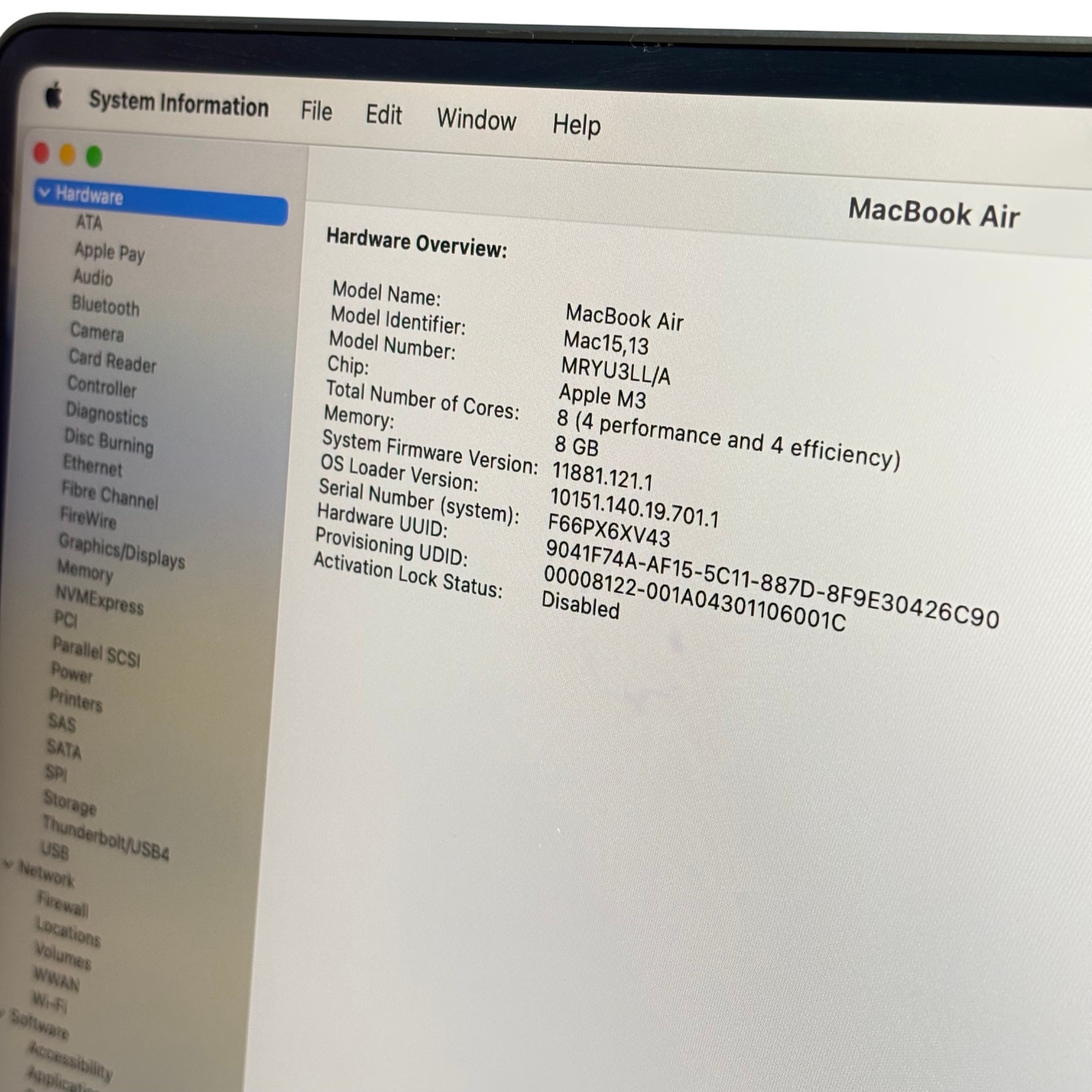 Apple MacBook Air (2024) MRYU3LL/A M3 4.05GHz 8GB RAM 256GB SSD 15.3” Midnight