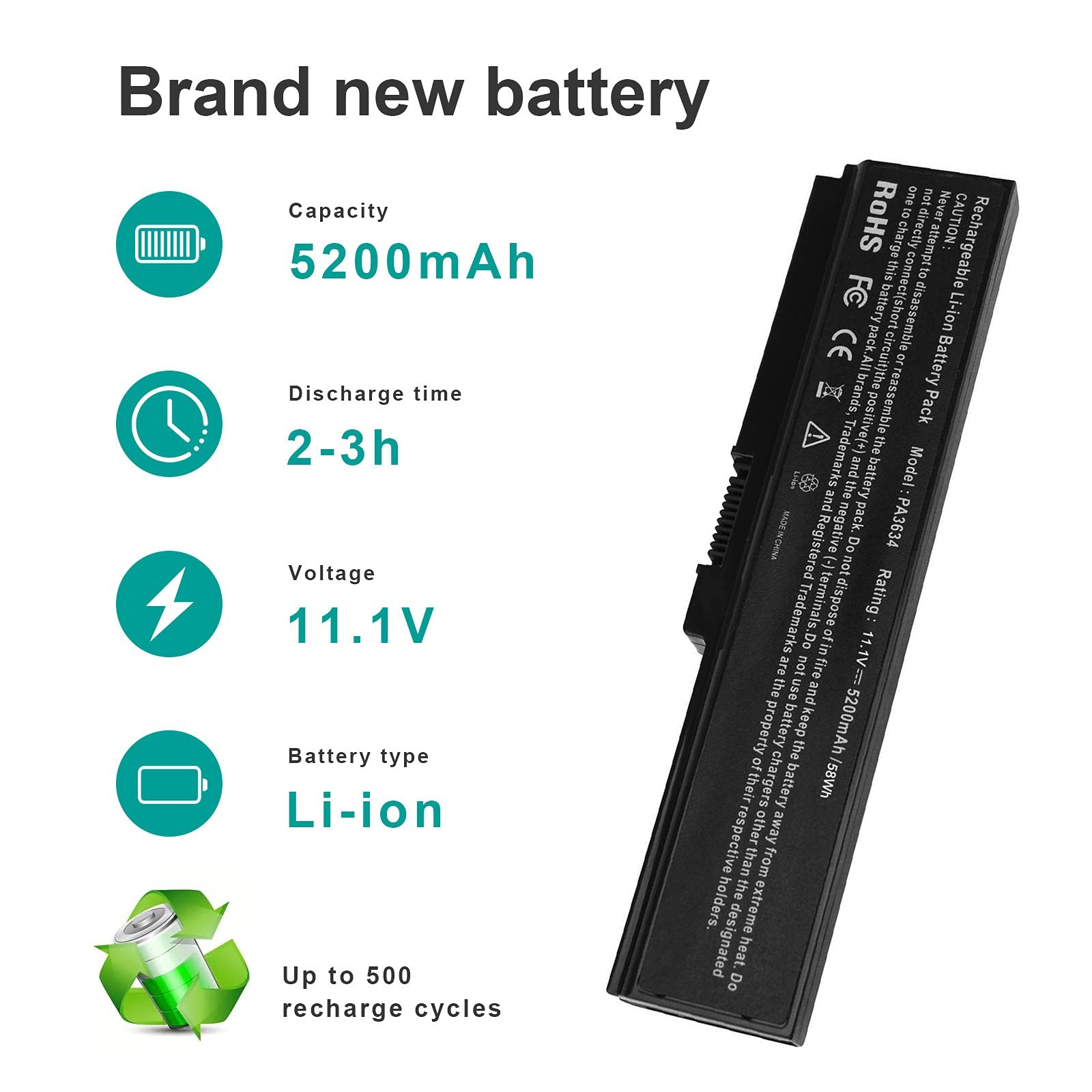 Futurebatt Battery for Toshiba Satellite A665 C655 L645 L650 L650D PA3634U