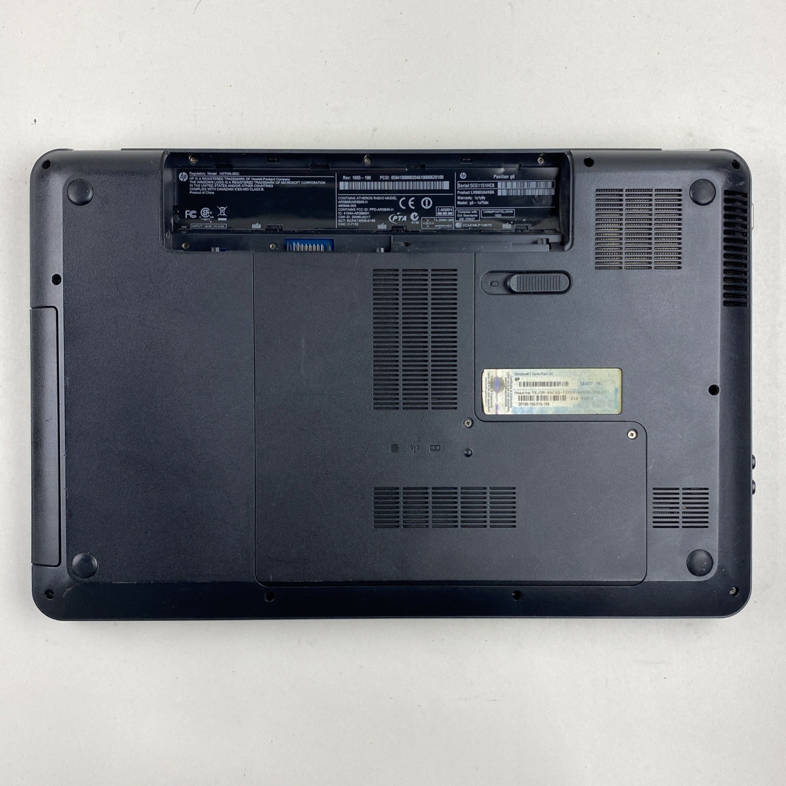 HP Pavilion g6 Core i3-M380 2.53GHz 2GB RAM 15.6″ No Battery No HDD No OS