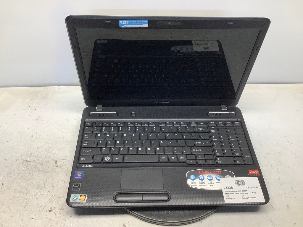 Toshiba Satellite C655-S5084 AMD Athlon II P340 Dual-Core 2.2GHz 4 GB NO HDD