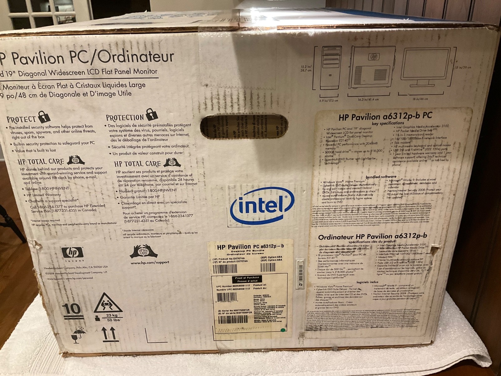 HP Pavilion a6312p-b Desktop PC Bundle BRAND NEW In Box 19″ Widescreen LCD Vista
