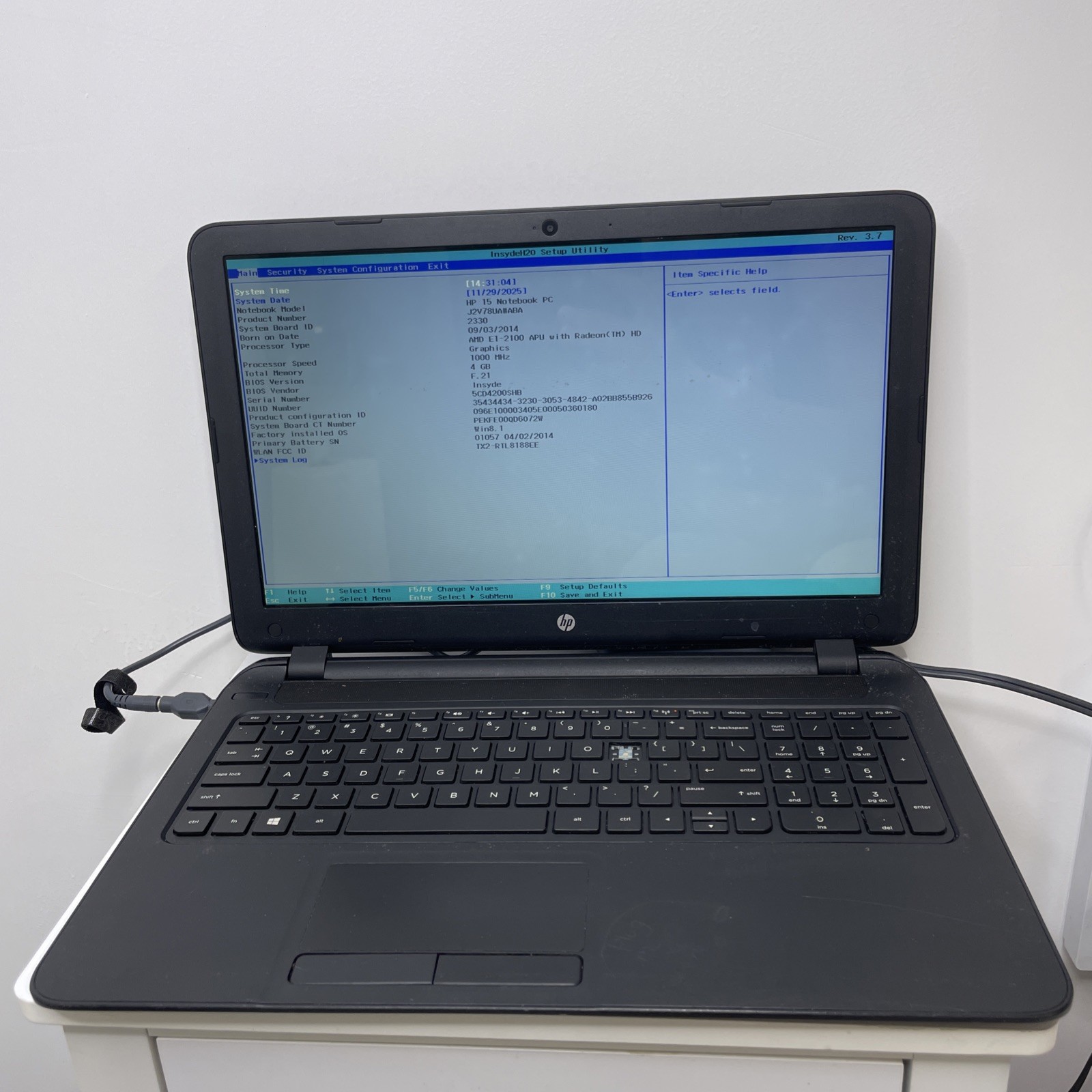 HP Laptop 15-F009WM 15.6″ AMD E1-2100 1.0GHz 4GB RAM 500GB HDD – BAD BATTERY