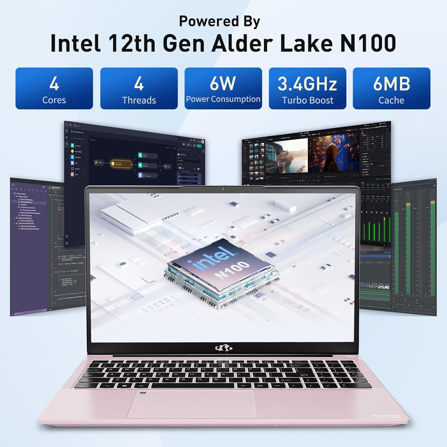 15.6″ FHD Laptop, 16GB RAM 256GB SSD Intel 12 Gen 4 Core N100 Backlit Keyboard
