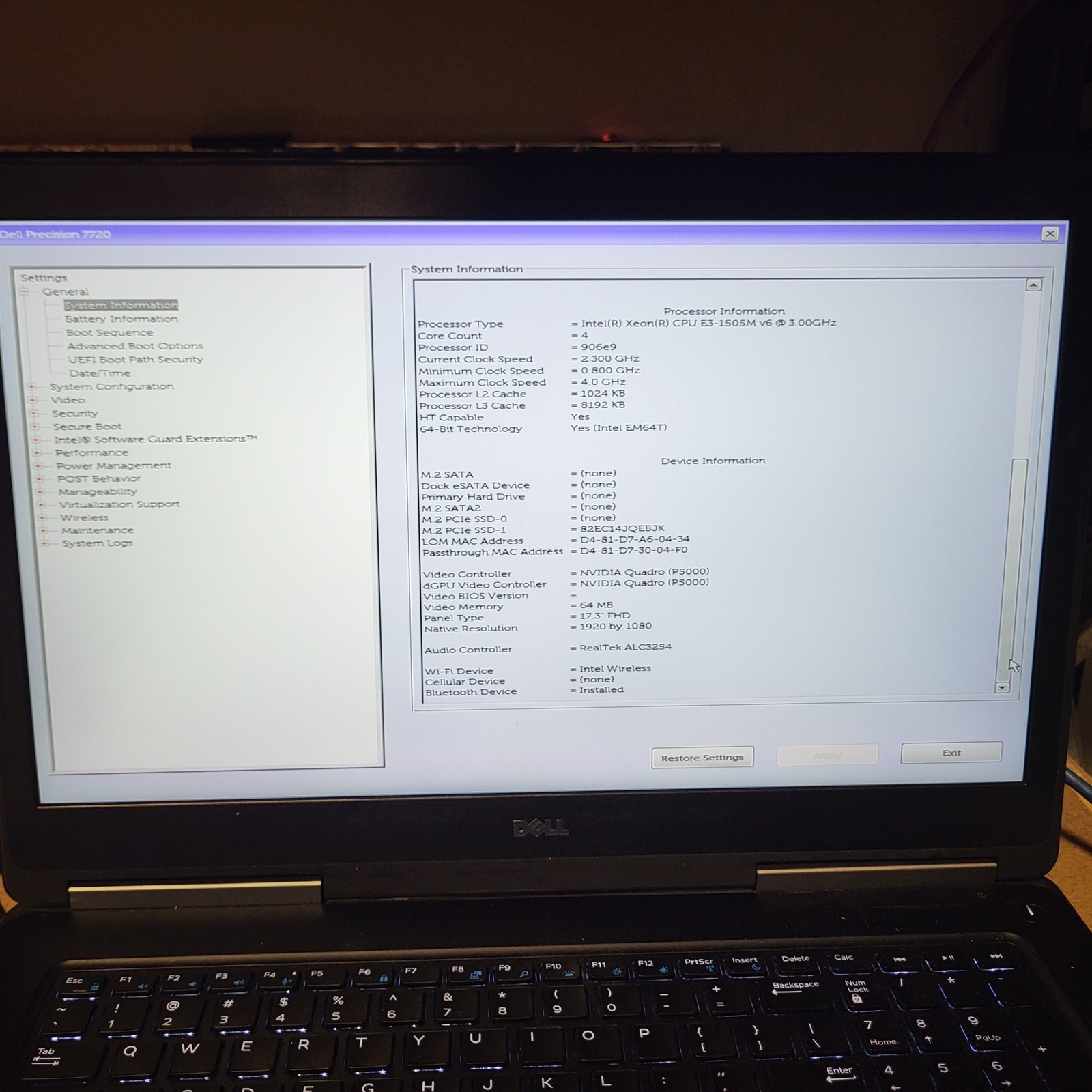 Scratched LCD Dell Precision 7720 Xeon E3-1505M v6 3GHz 16GB 512GB Quadro P5000