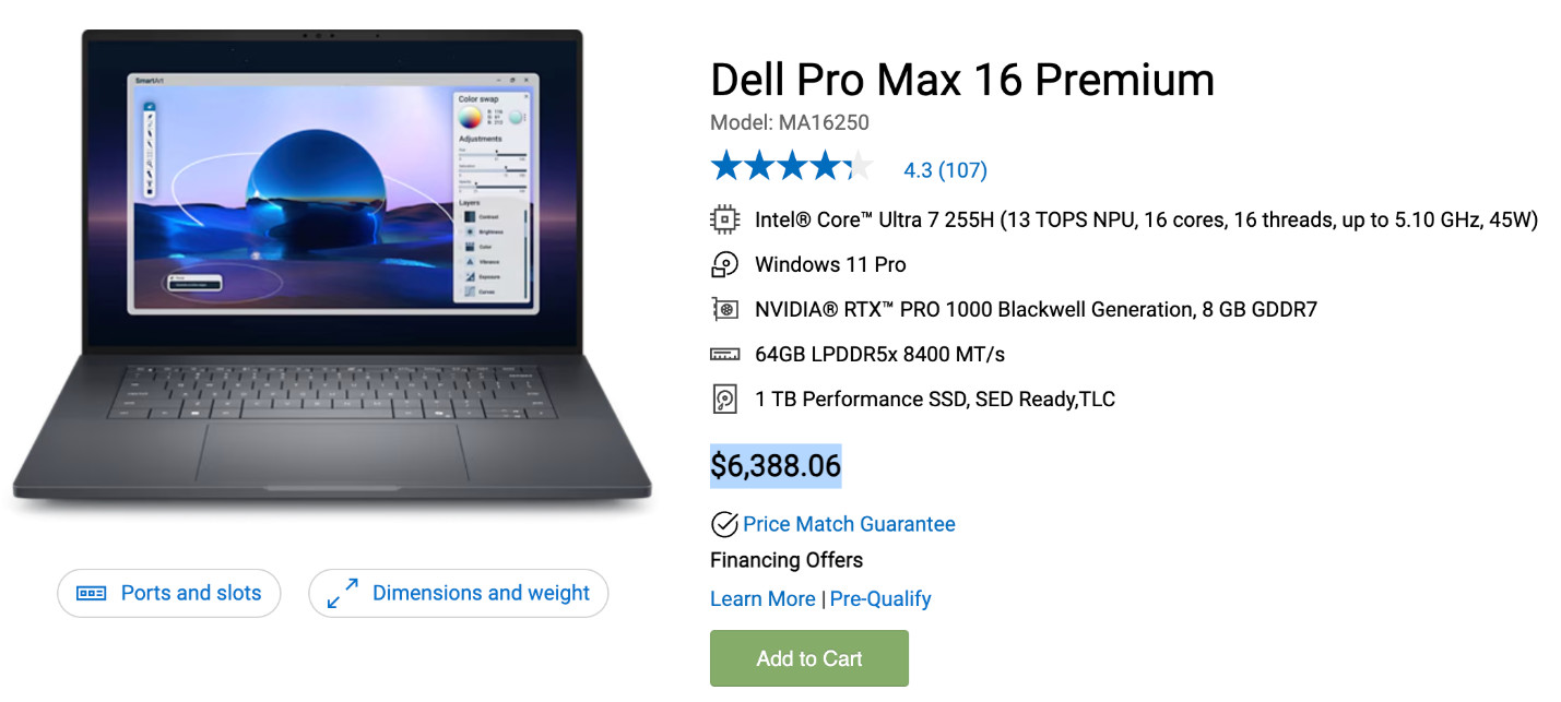 2026 BRAND NEW Dell PRO MAX 16, $5.8K MSRP, RTX PRO *64GB RAM* WARRANTY 2029!