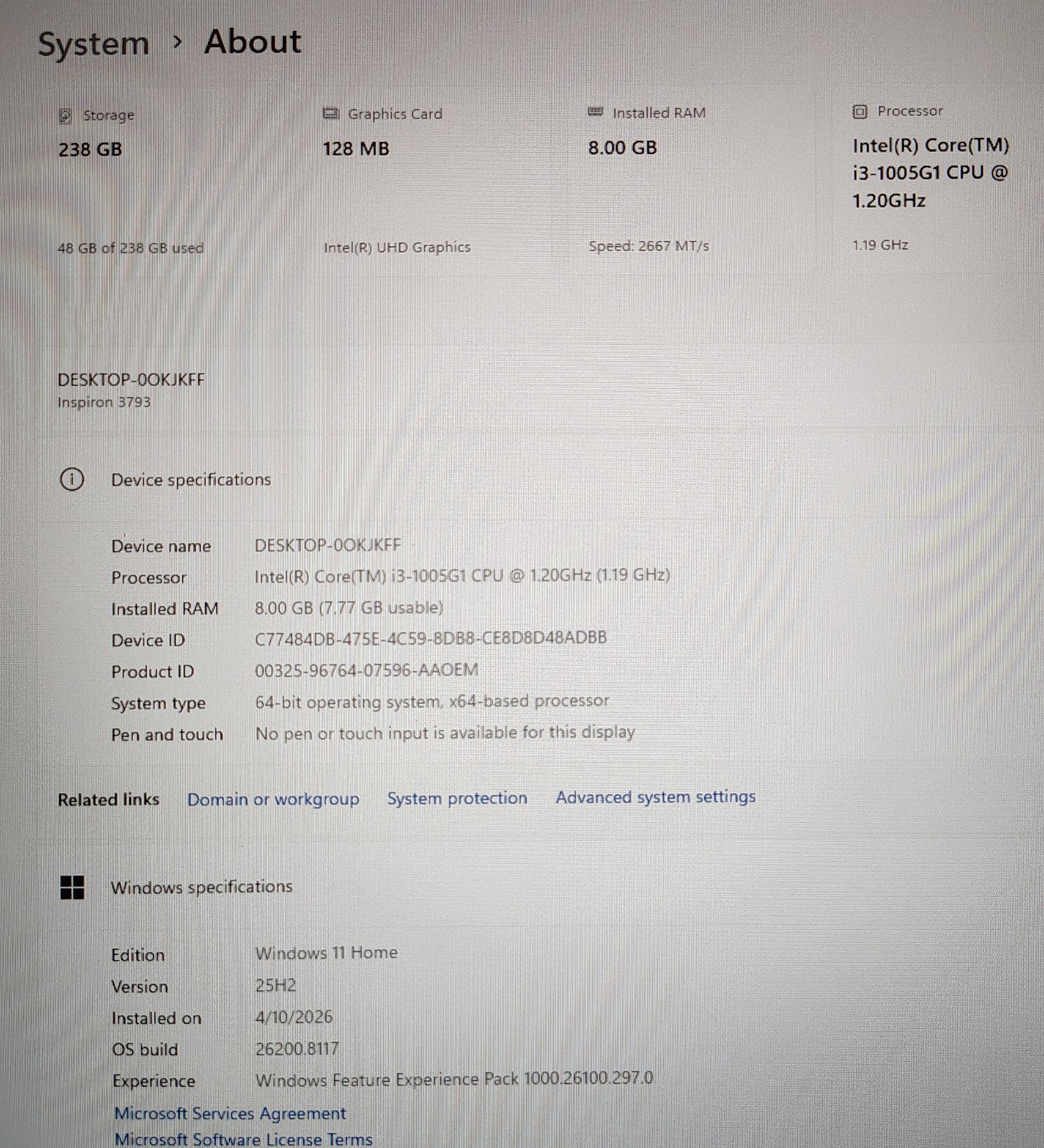 DELL 17.3″ FHD Laptop DVD-RW 256GB SSD 8GB Intel i3-1005G1 New Battery Win 11
