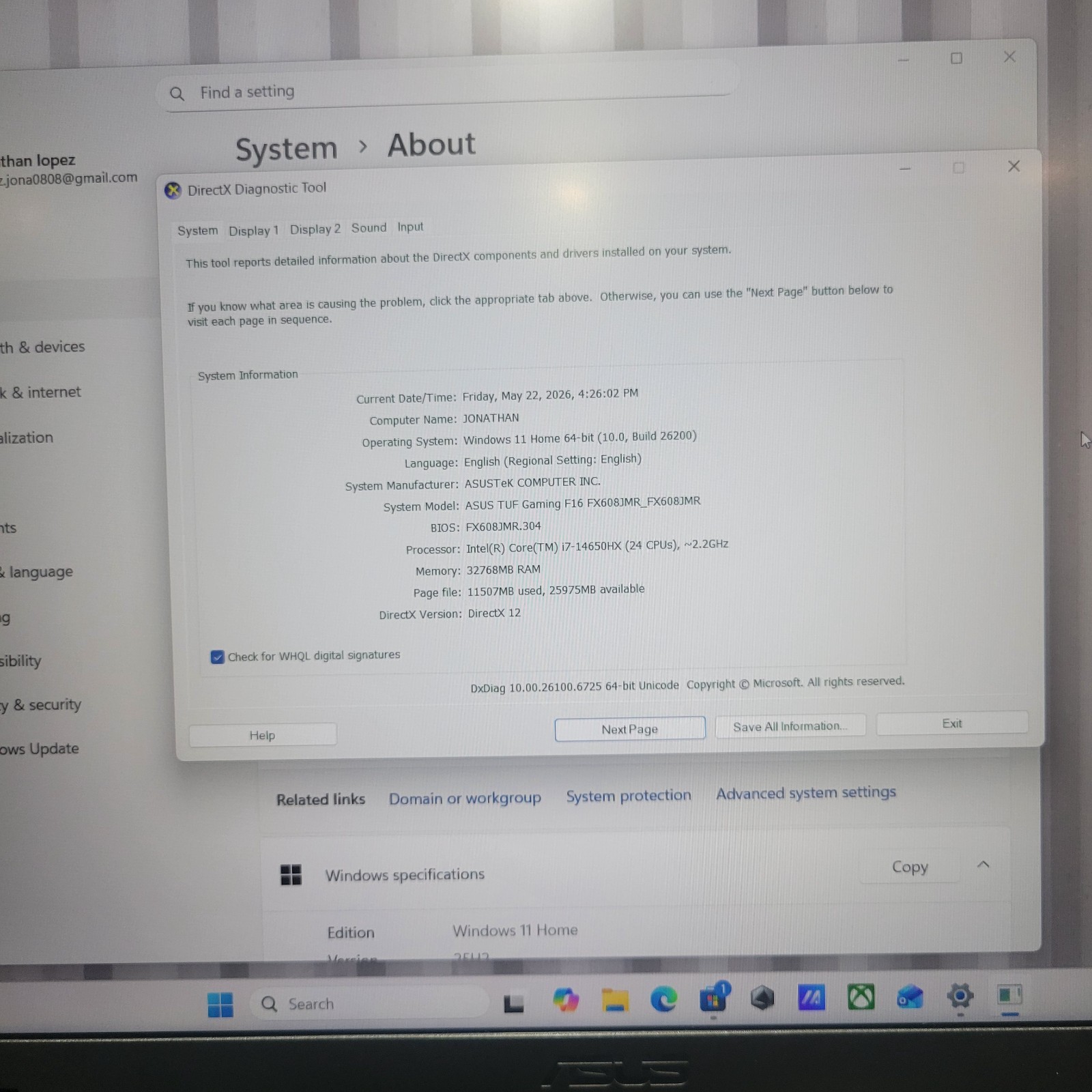 Asus TUF F16 16 165Hz FHD 2.2 GHz i7-14650HX 32GB 1TB SSD RTX 5060 69079-1 JAR